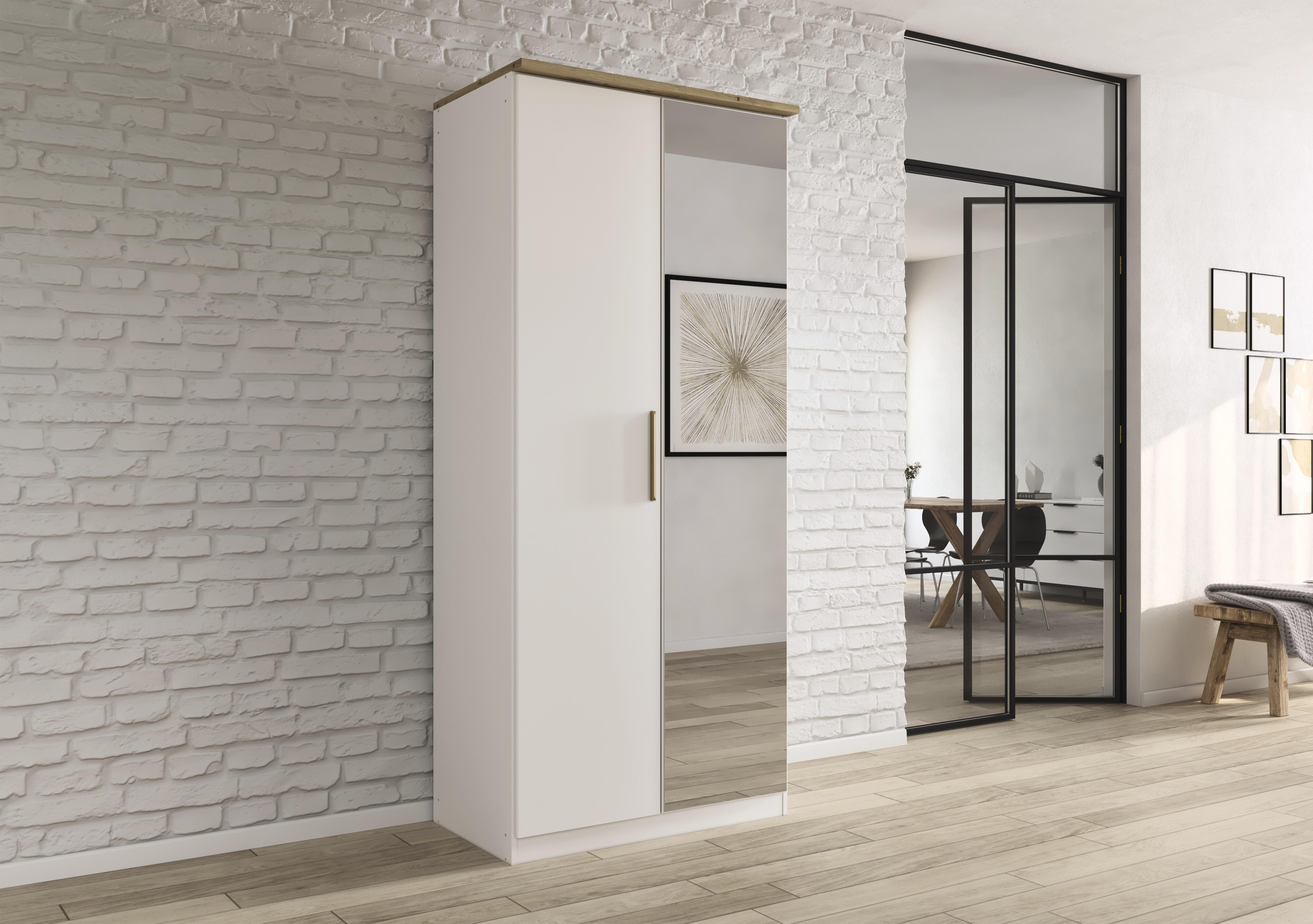 Flavia 91cm 2 Door Decor Hinged Wardrobe with Mirror Door in  on Furniture Village