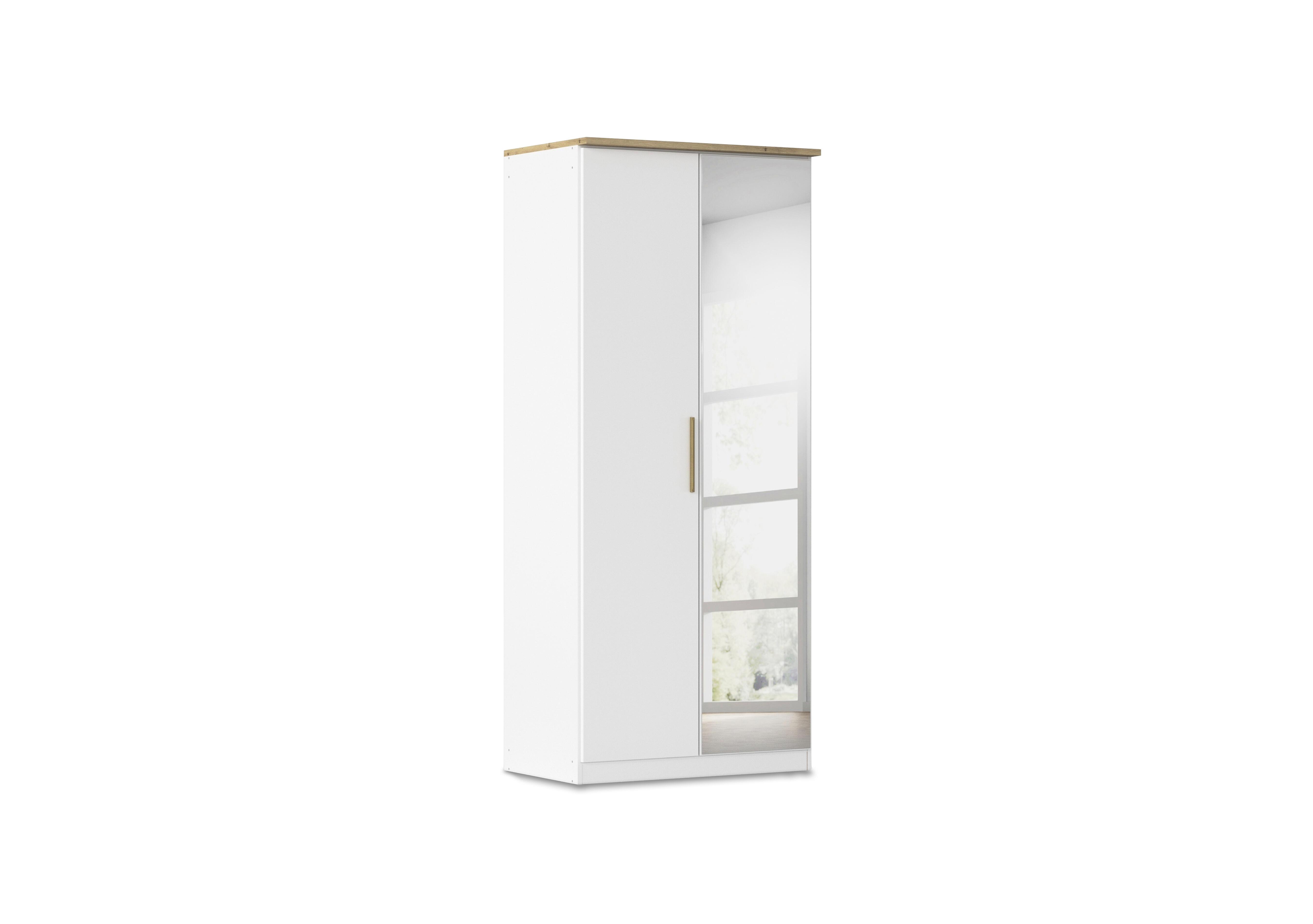 Flavia 91cm 2 Door Decor Hinged Wardrobe with Mirror Door in Al772 Alp White Artisan Oak on Furniture Village