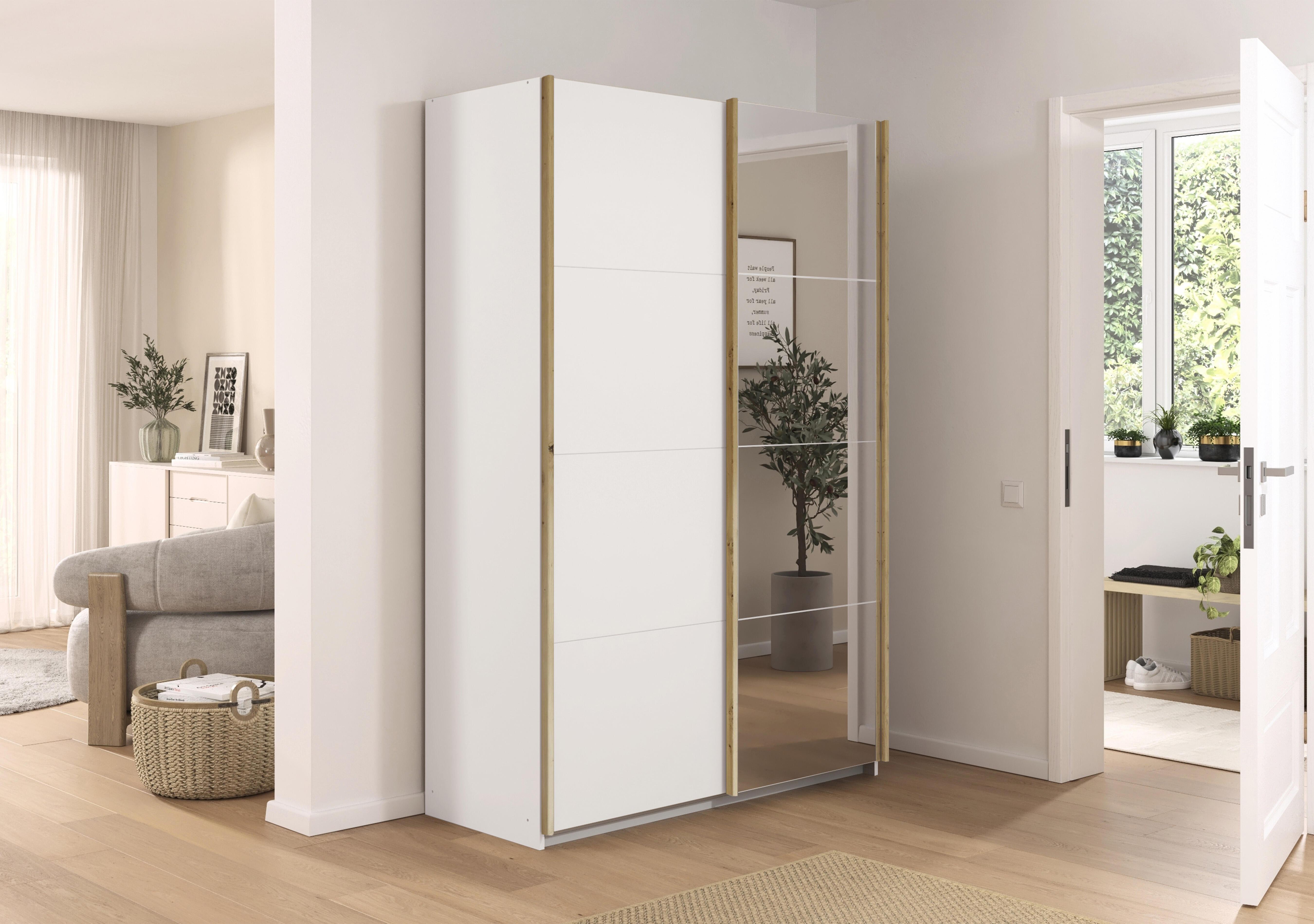 Flavia 136cm 2 Door Decor Sliding Wardrobe with Mirror Door in  on Furniture Village