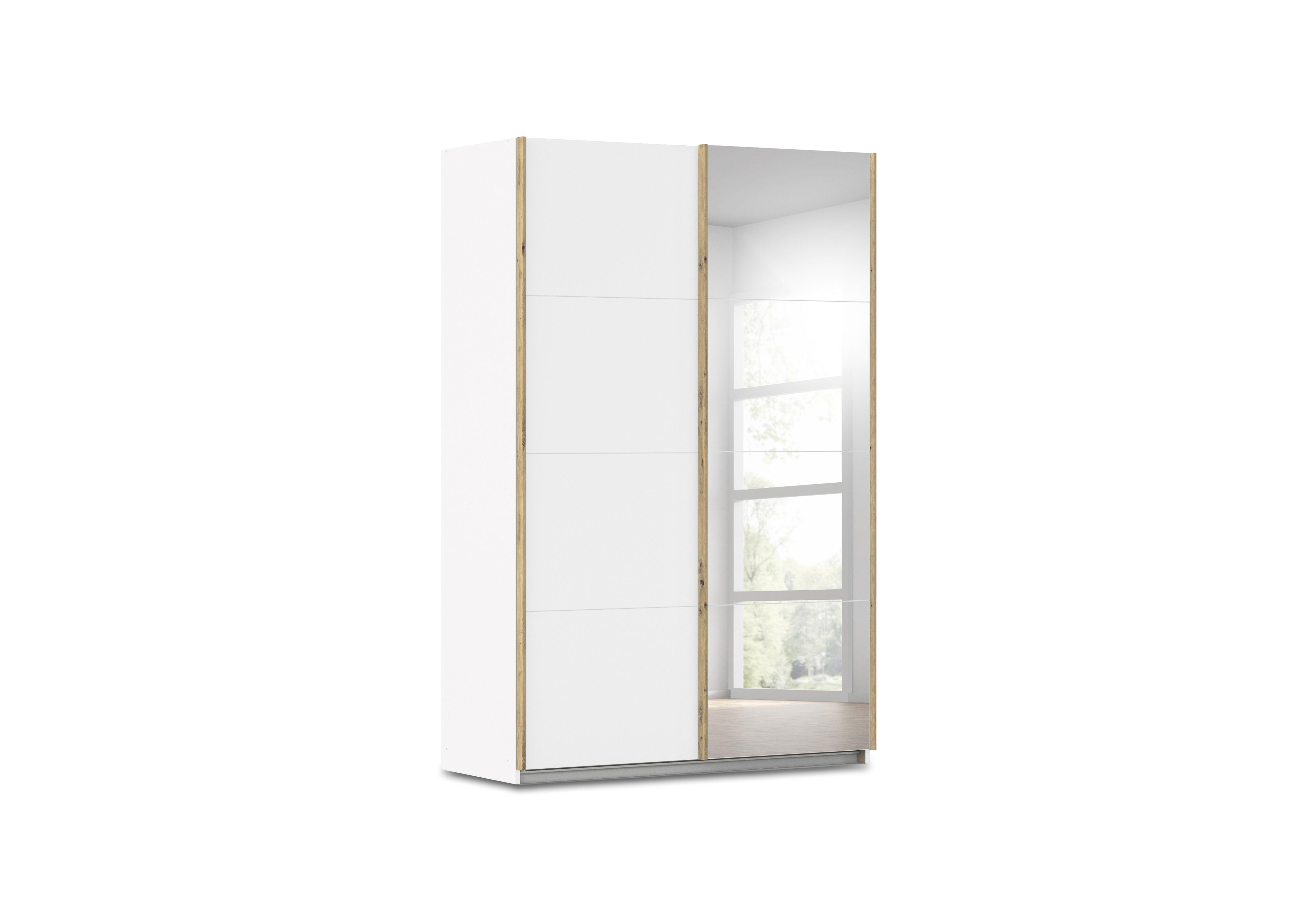 Flavia 136cm 2 Door Decor Sliding Wardrobe with Mirror Door in Al772 Alphine White on Furniture Village