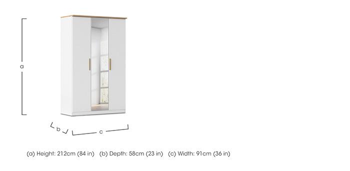 Flavia 136cm 3 Door Decor Hinged Wardrobe with Mirror Door in  on Furniture Village