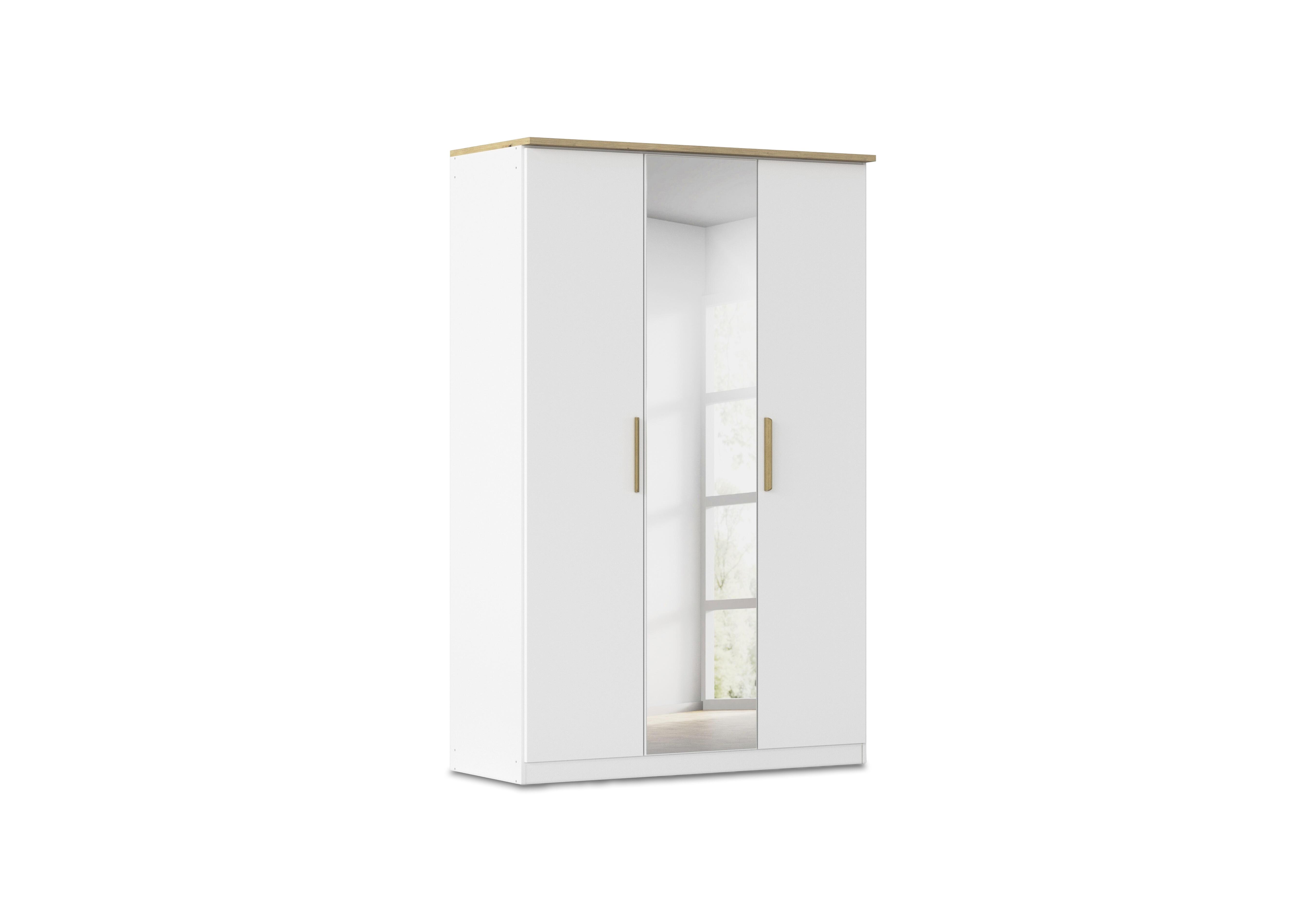 Flavia 136cm 3 Door Decor Hinged Wardrobe with Mirror Door in Al772 Alp White Artisan Oak on Furniture Village