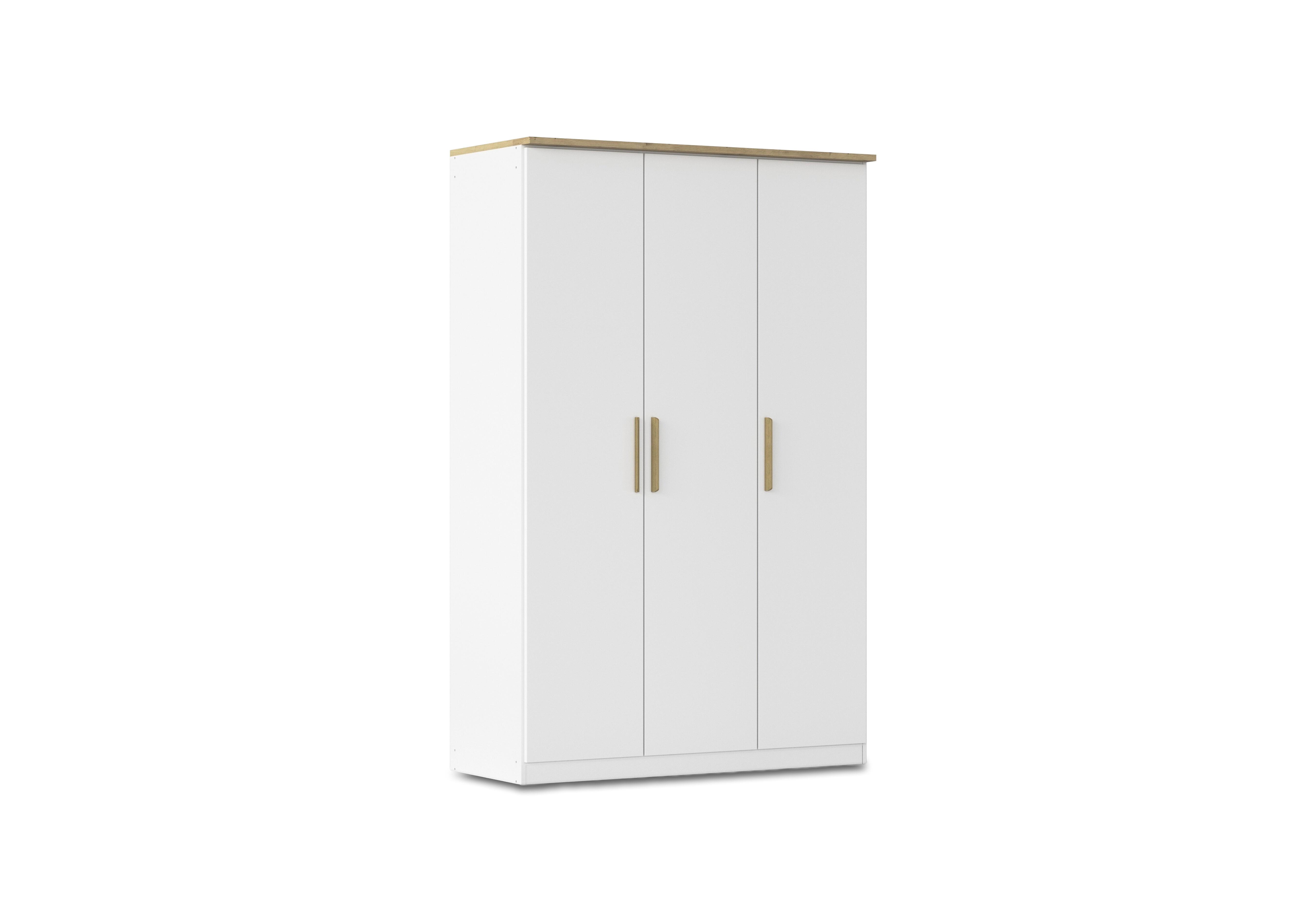 Flavia 136cm 3 Door Decor Hinged Wardrobe in Al772 Alp White Artisan Oak on Furniture Village