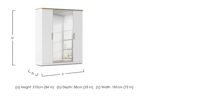 Flavia 181cm 4 Door Decor Hinged Wardrobe with 2 Mirror Doors in  on Furniture Village