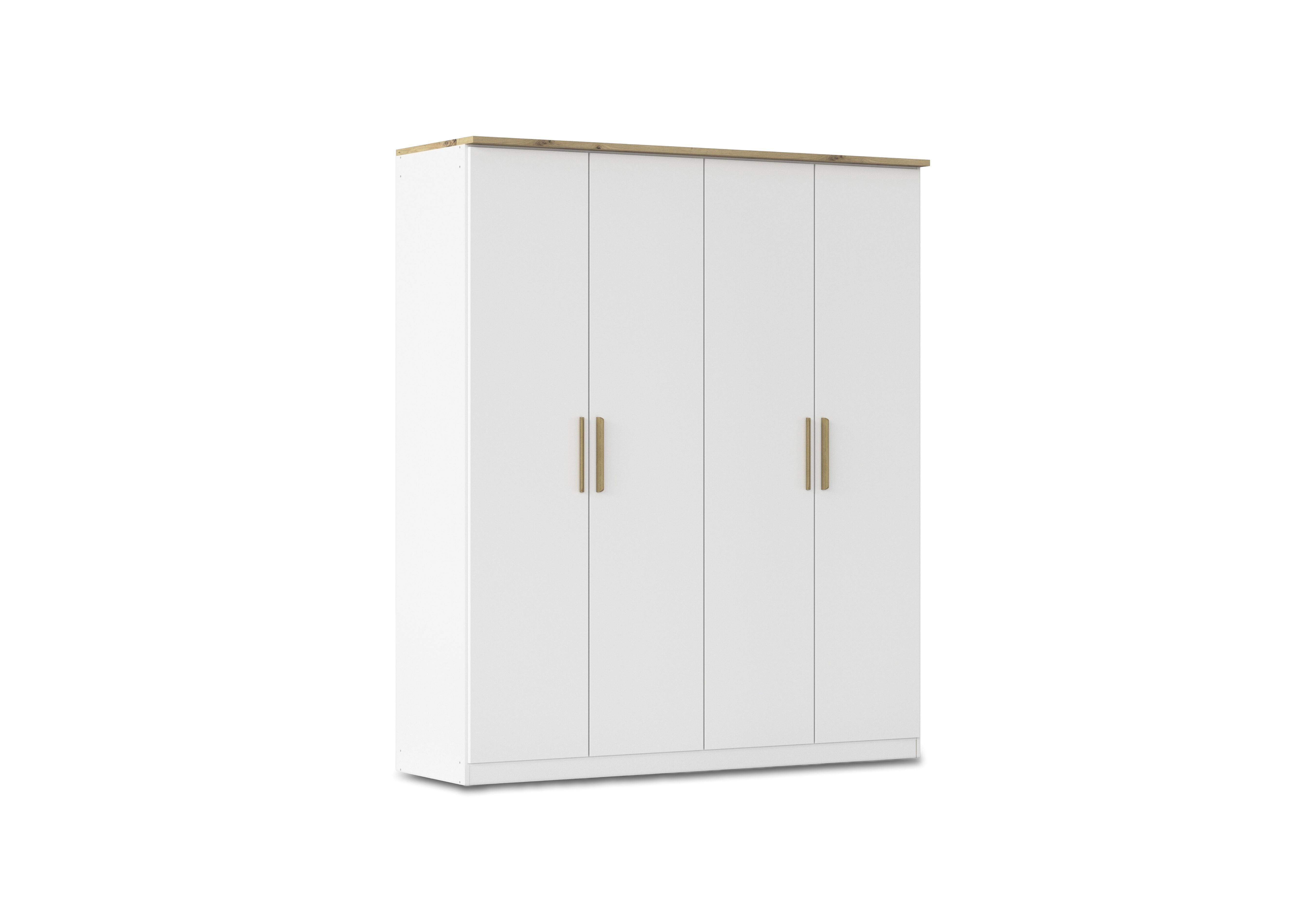 Flavia 181cm 4 Door Decor Hinged Wardrobe in Al772 Alp White Artisan Oak on Furniture Village
