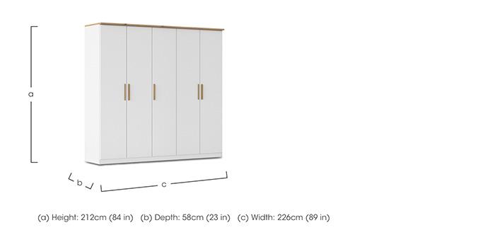 Flavia 226cm 5 Door Decor Hinged Wardrobe in  on Furniture Village