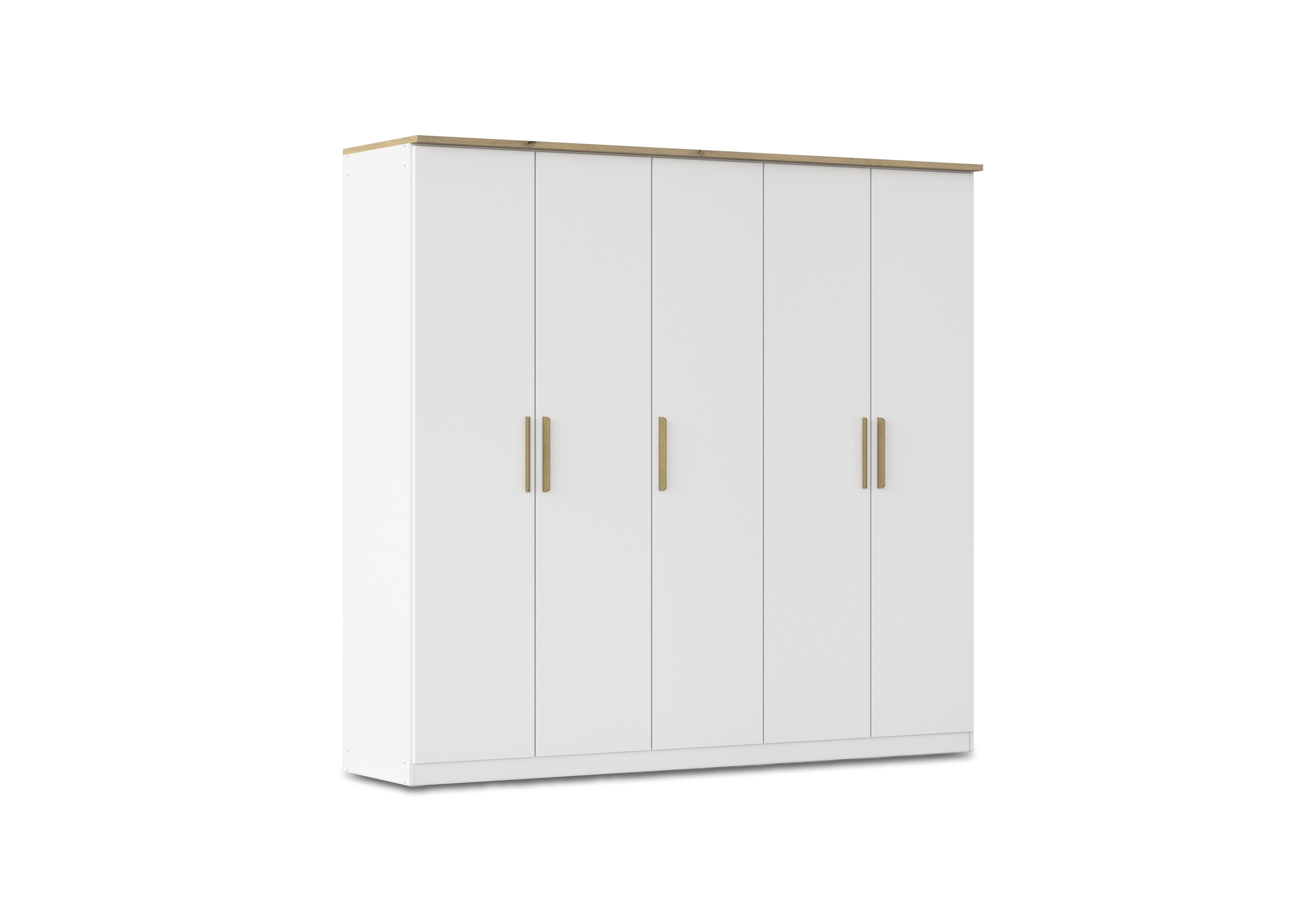 Flavia 226cm 5 Door Decor Hinged Wardrobe in Al772 Alp White Artisan Oak on Furniture Village