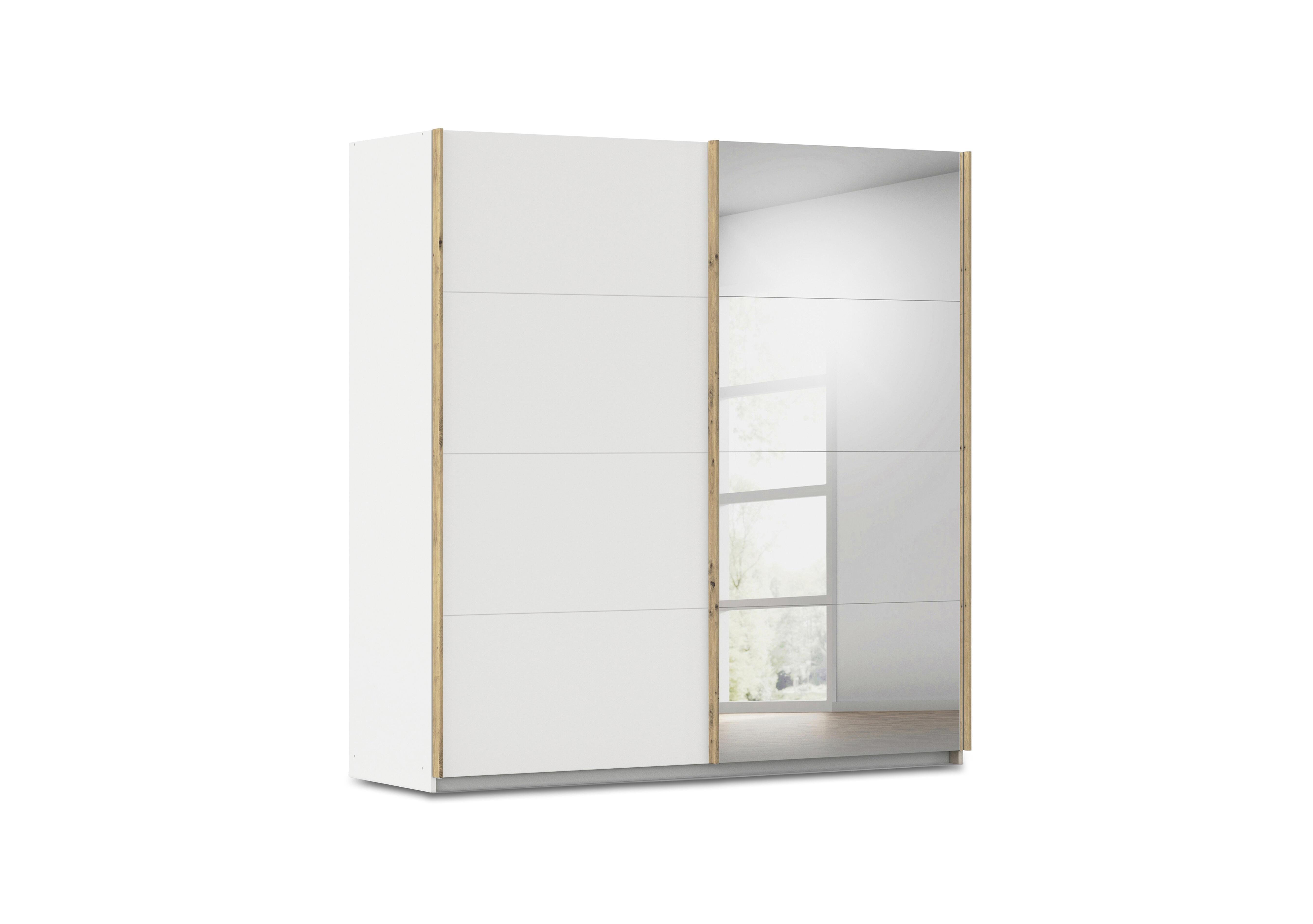 Flavia 226cm 2 Door Decor Sliding Wardrobe with Mirror Door in Al772 Alphine White on Furniture Village