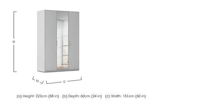 Cadre 151cm 3 Door Hinged Wardrobe with 1 Mirror Door in  on Furniture Village
