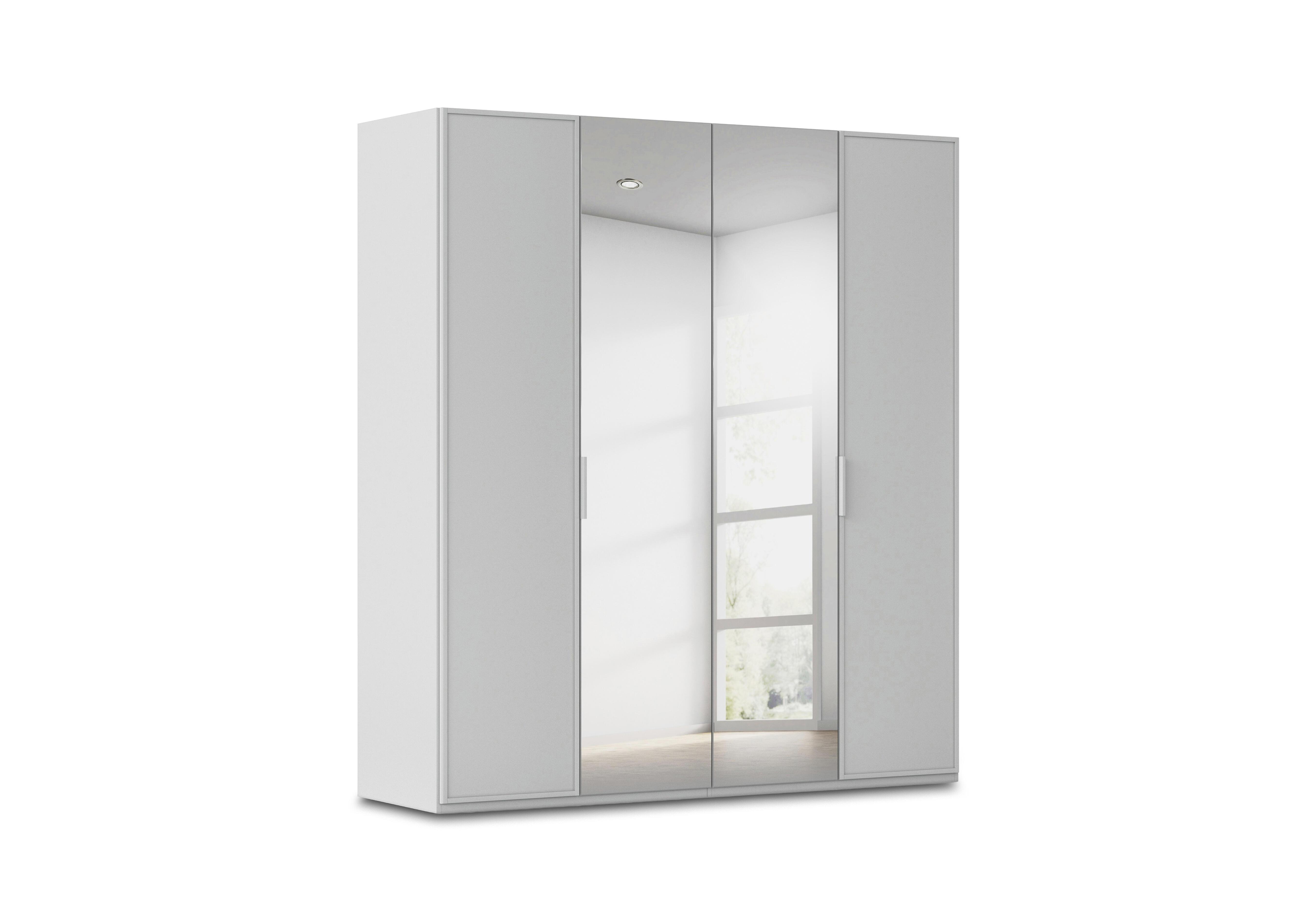 Cadre 201cm 4 Door Hinged Wardrobe with 2 Mirror Doors in Al758  Silk Grey on Furniture Village