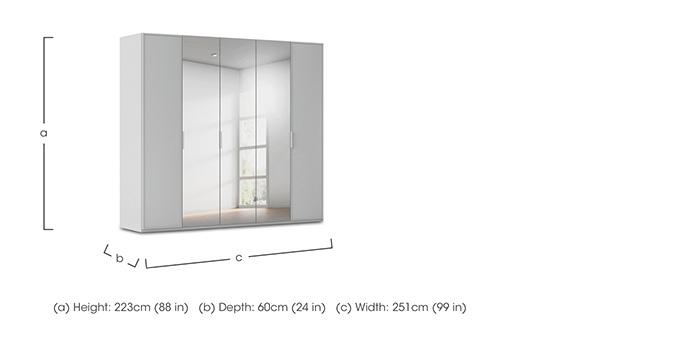 Cadre 251cm 5 Door Hinged Wardrobe with 3 Mirror Doors in  on Furniture Village