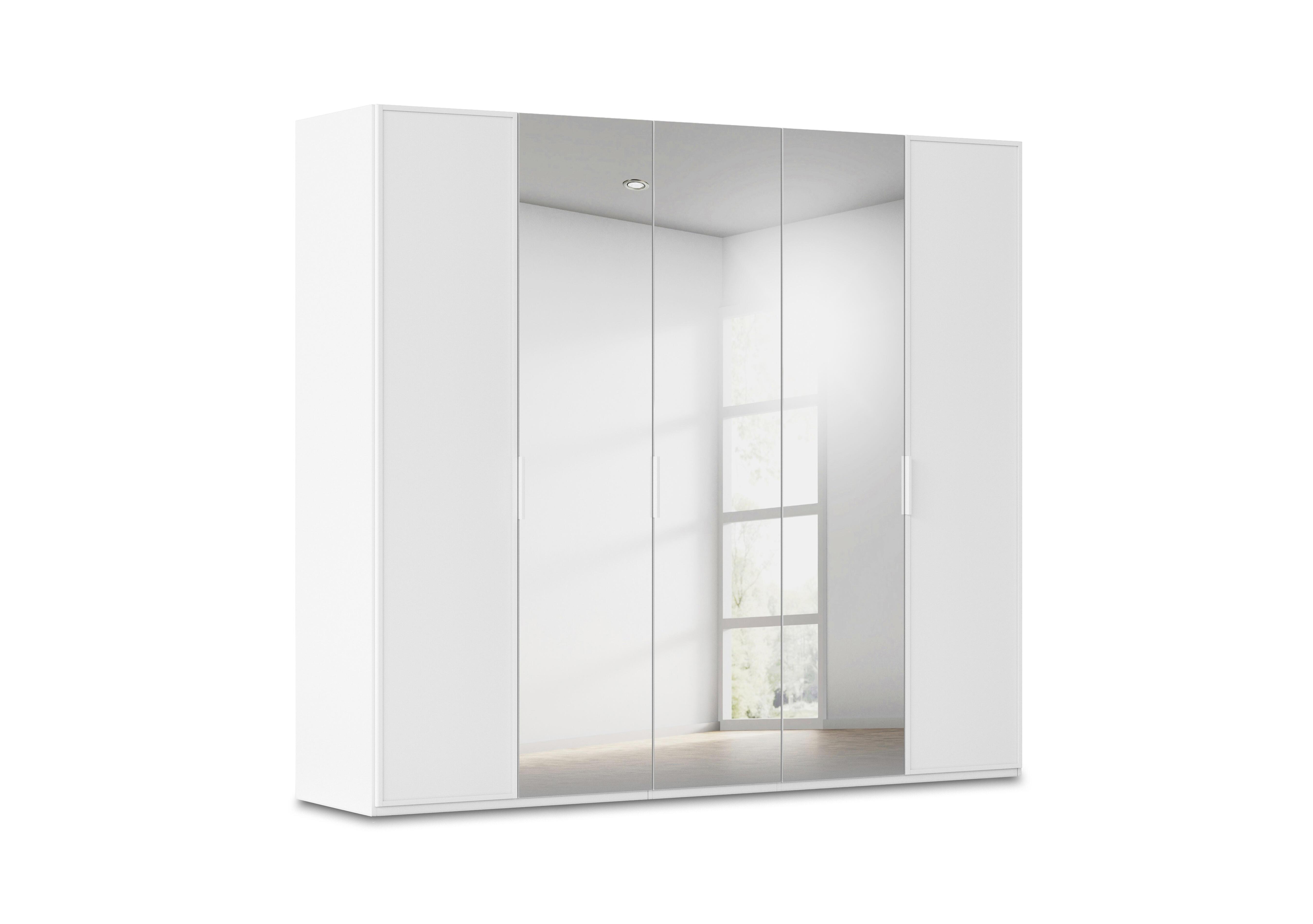 Cadre 251cm 5 Door Hinged Wardrobe with 3 Mirror Doors in Al757 Alpine White on Furniture Village