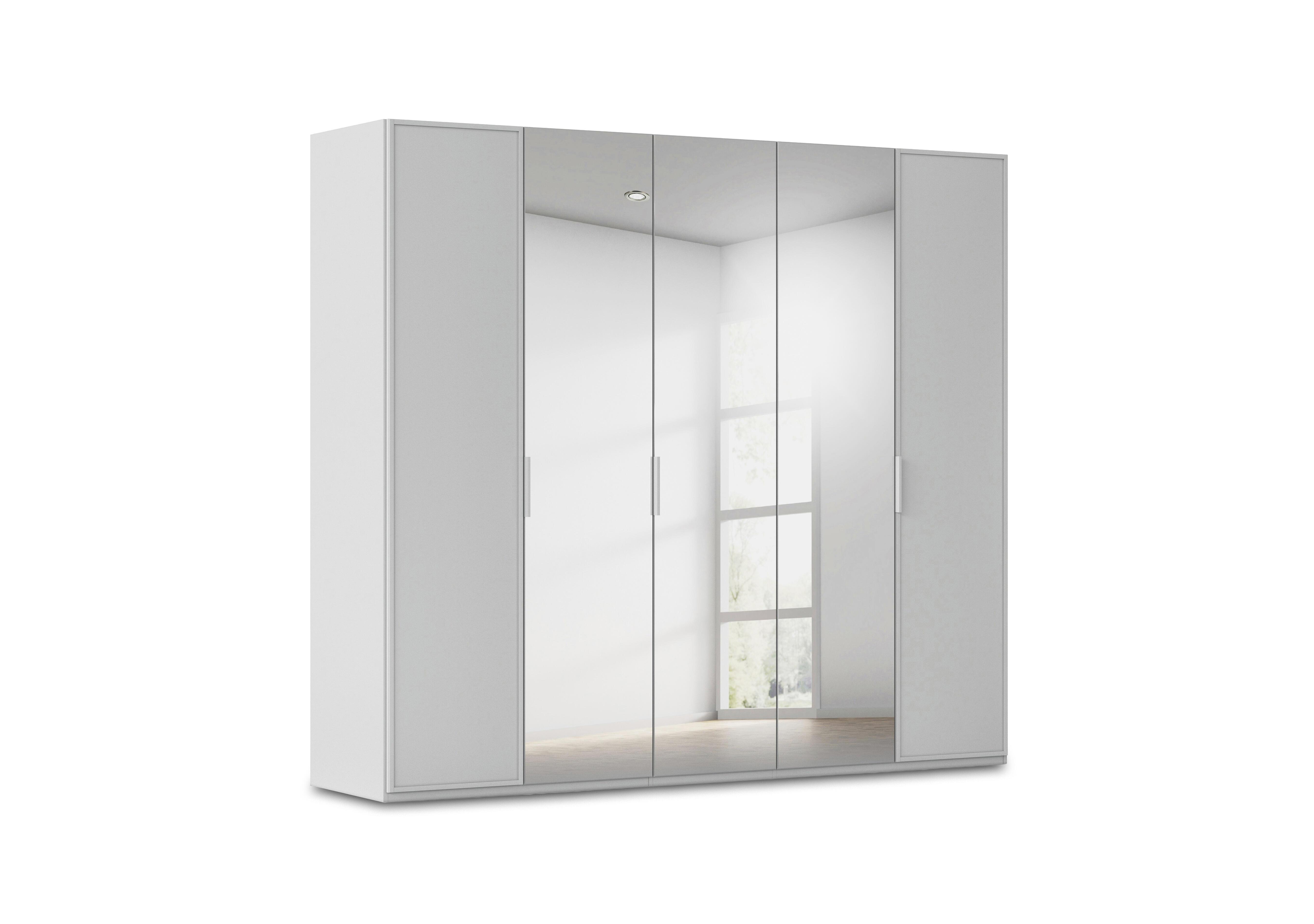 Cadre 251cm 5 Door Hinged Wardrobe with 3 Mirror Doors in Al758  Silk Grey on Furniture Village