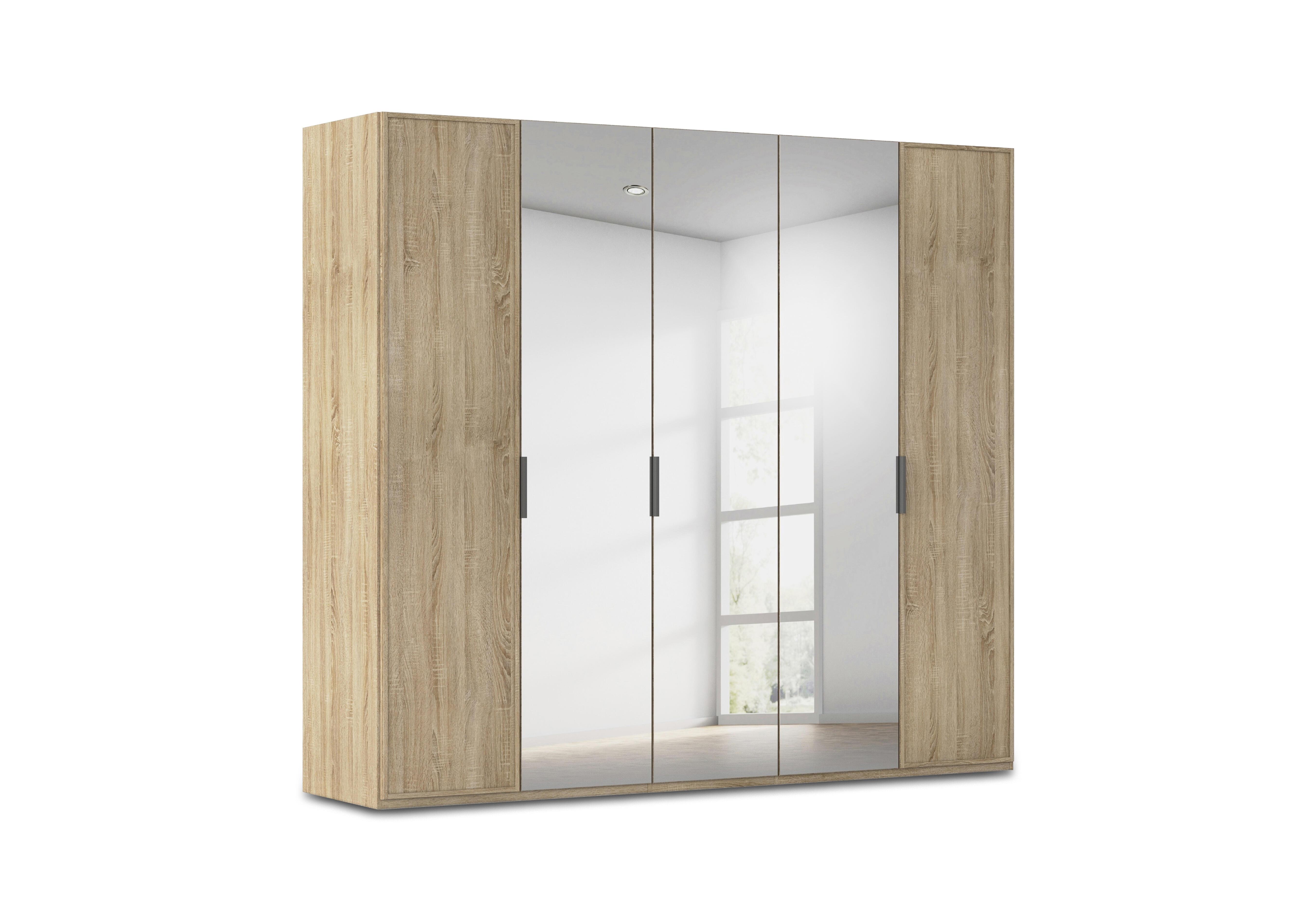 Cadre 251cm 5 Door Hinged Wardrobe with 3 Mirror Doors in Al759 Sonoma Oak on Furniture Village