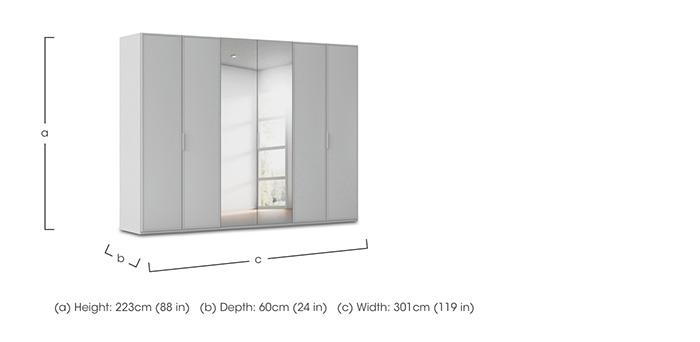 Cadre 301cm 6 Door Hinged Wardrobe with 2 Mirror Doors in  on Furniture Village