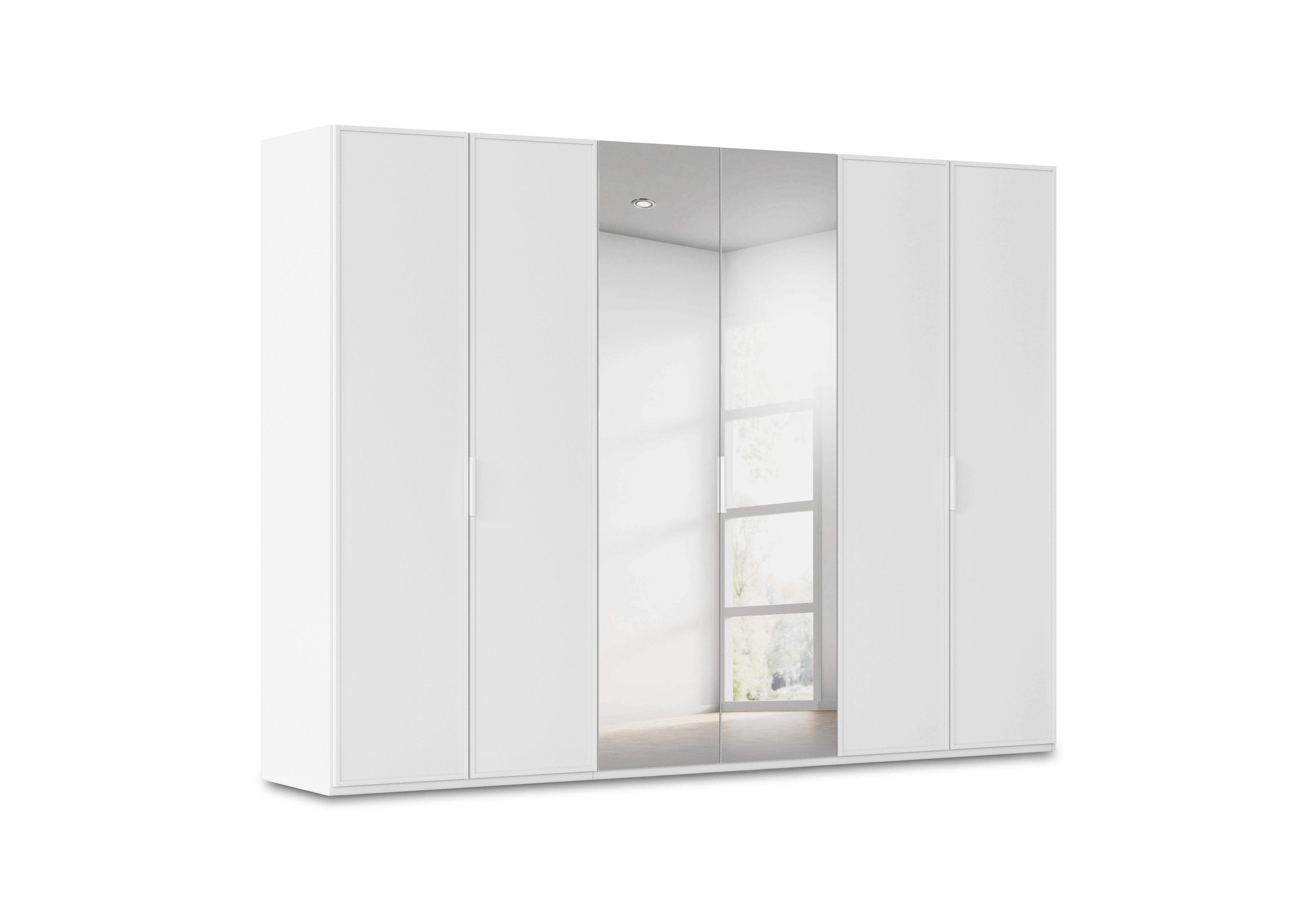 Cadre 301cm 6 Door Hinged Wardrobe with 2 Mirror Doors in Al757 Alpine White on Furniture Village