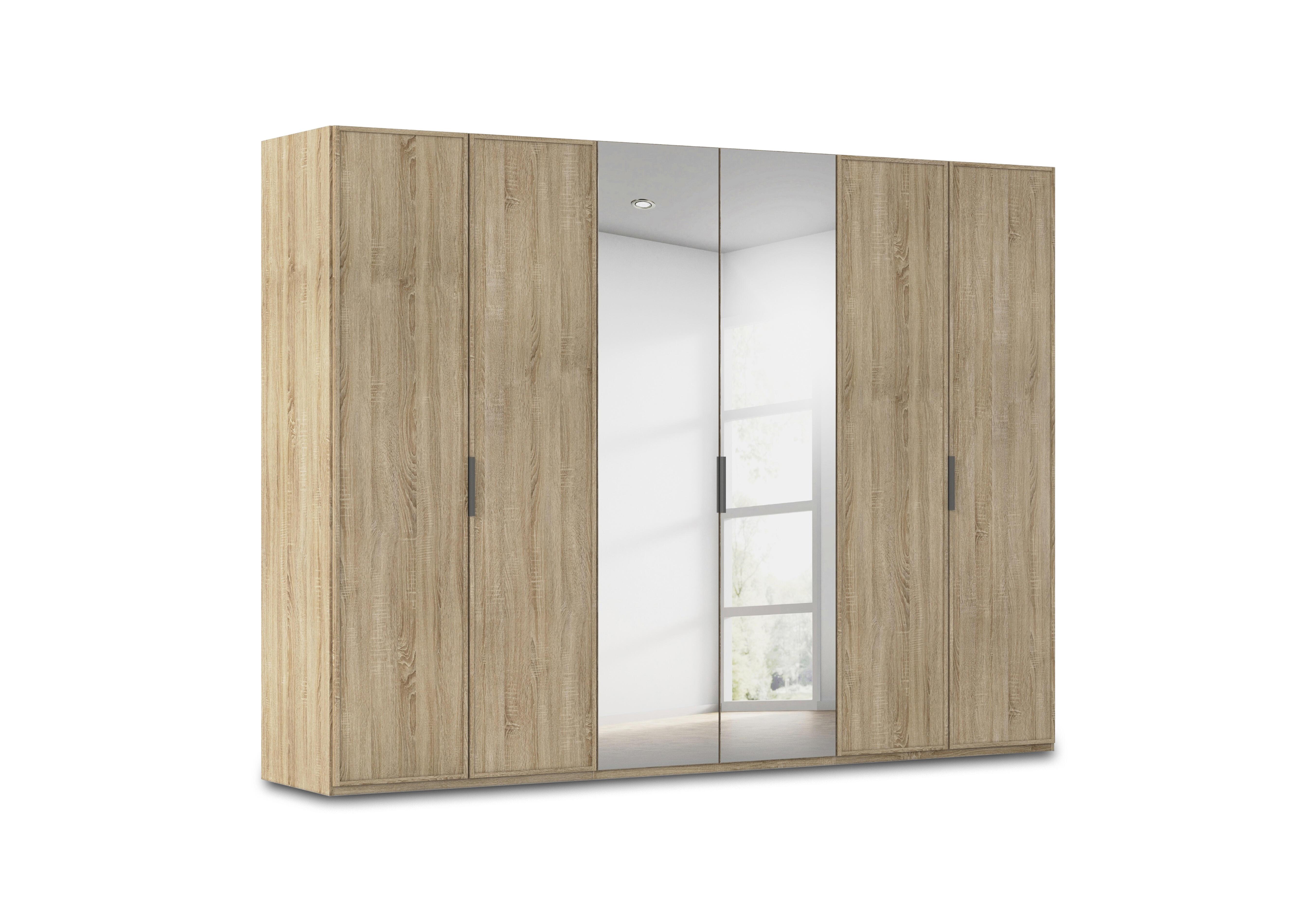 Cadre 301cm 6 Door Hinged Wardrobe with 2 Mirror Doors in Al759 Sonoma Oak on Furniture Village