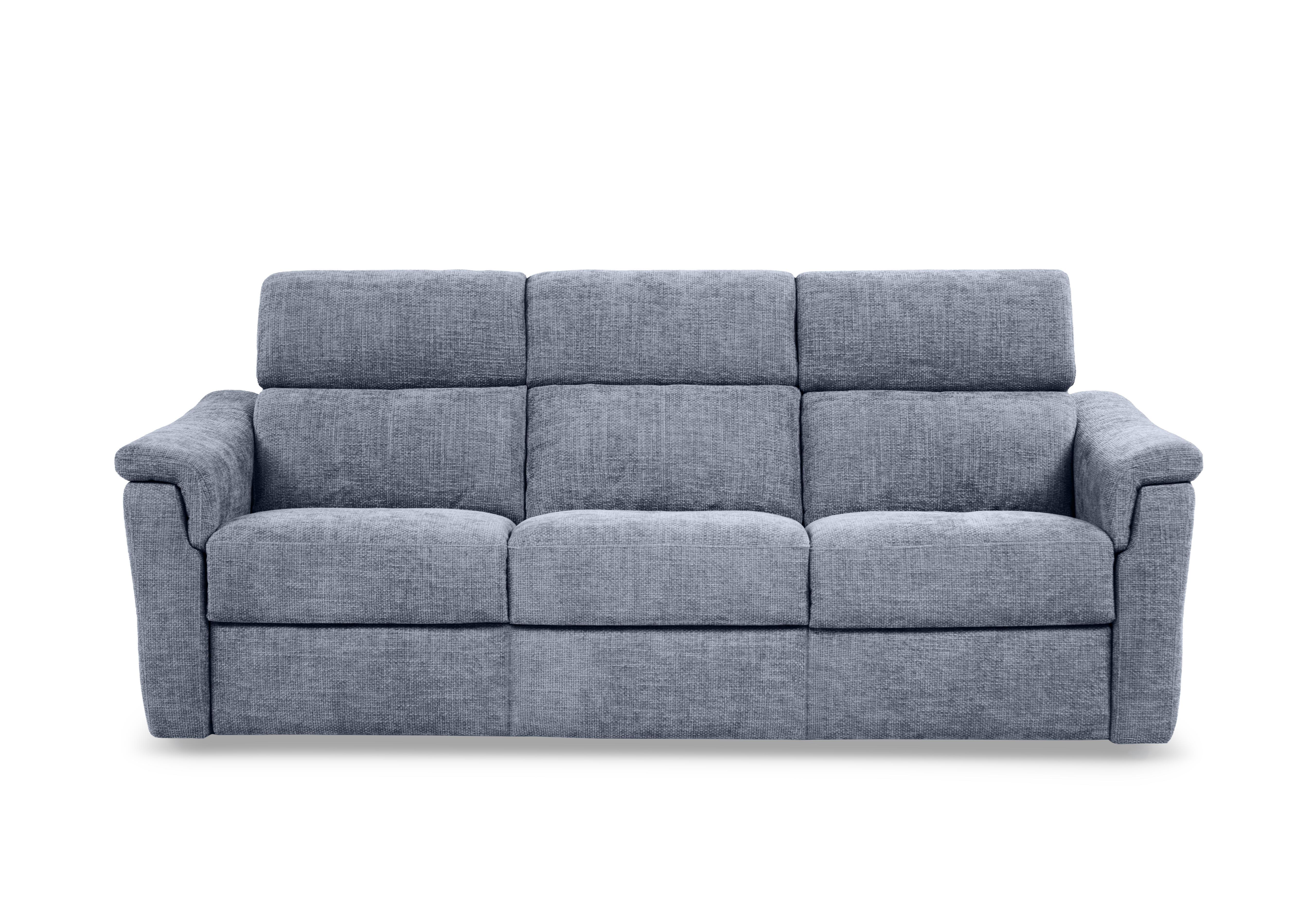 Bella 3 Seater 3 Cushion Fabric Sofa in Zoia Baby Blue 9396 on Furniture Village