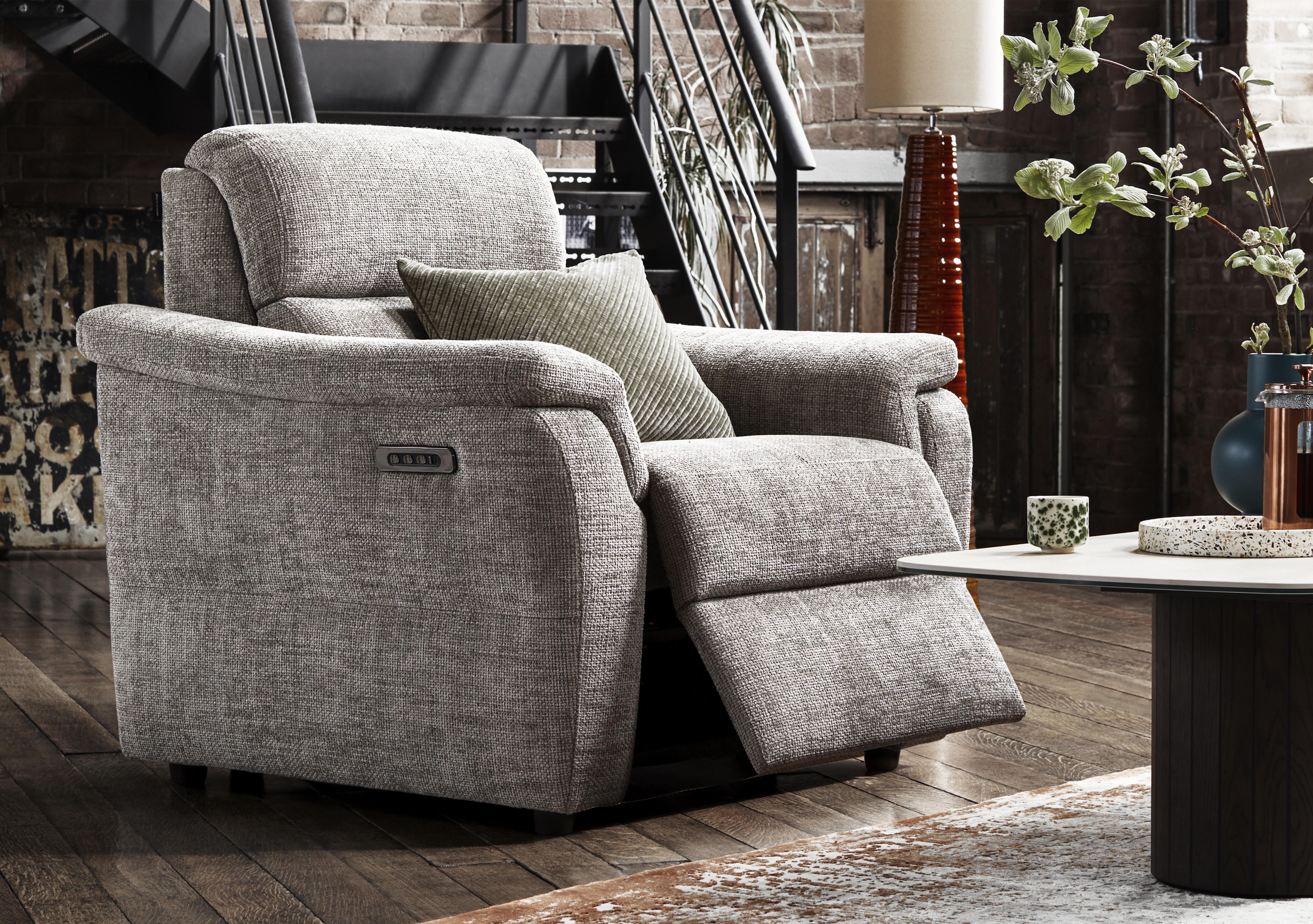 Bella Fabric Power Recliner Armchair with Power Headrest and Power Lumbar in  on Furniture Village