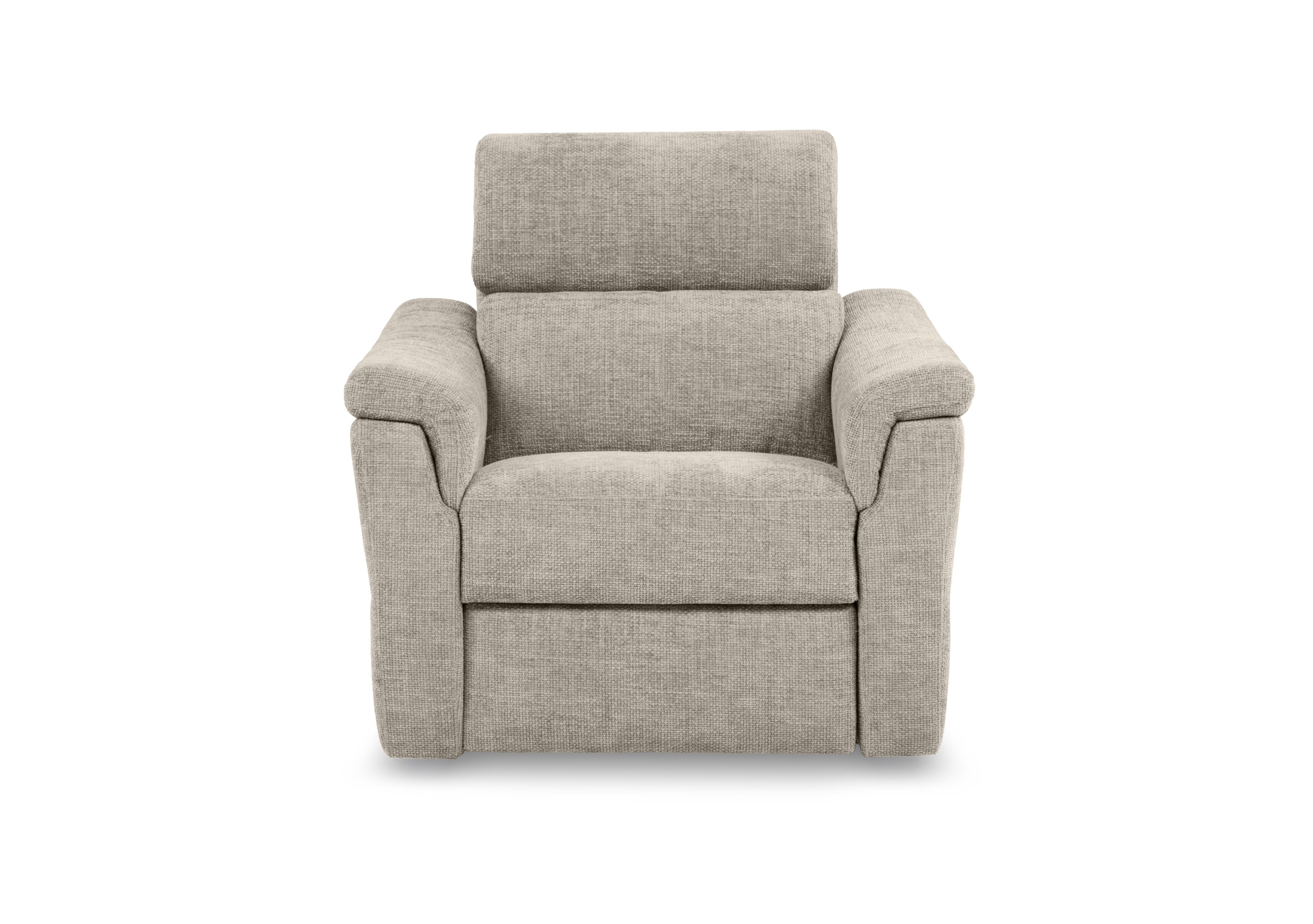 Bella Fabric Power Recliner Armchair with Power Headrest and Power Lumbar in Zoia Beige 9020 on Furniture Village