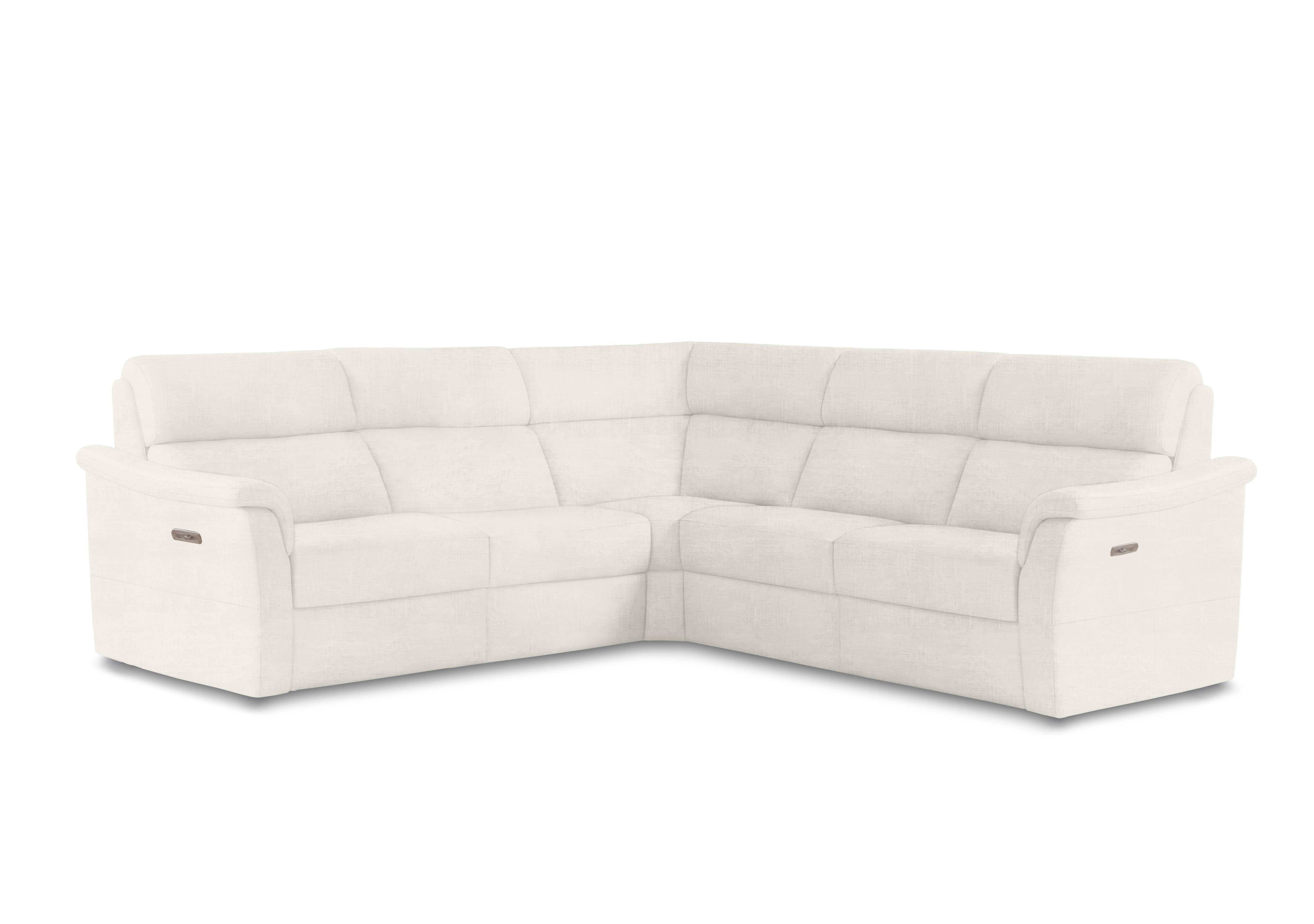 Bella Large Fabric Power Recliner Corner Sofa with Power Headrests and Power Lumbar in Baobab Bianco 500 on Furniture Village