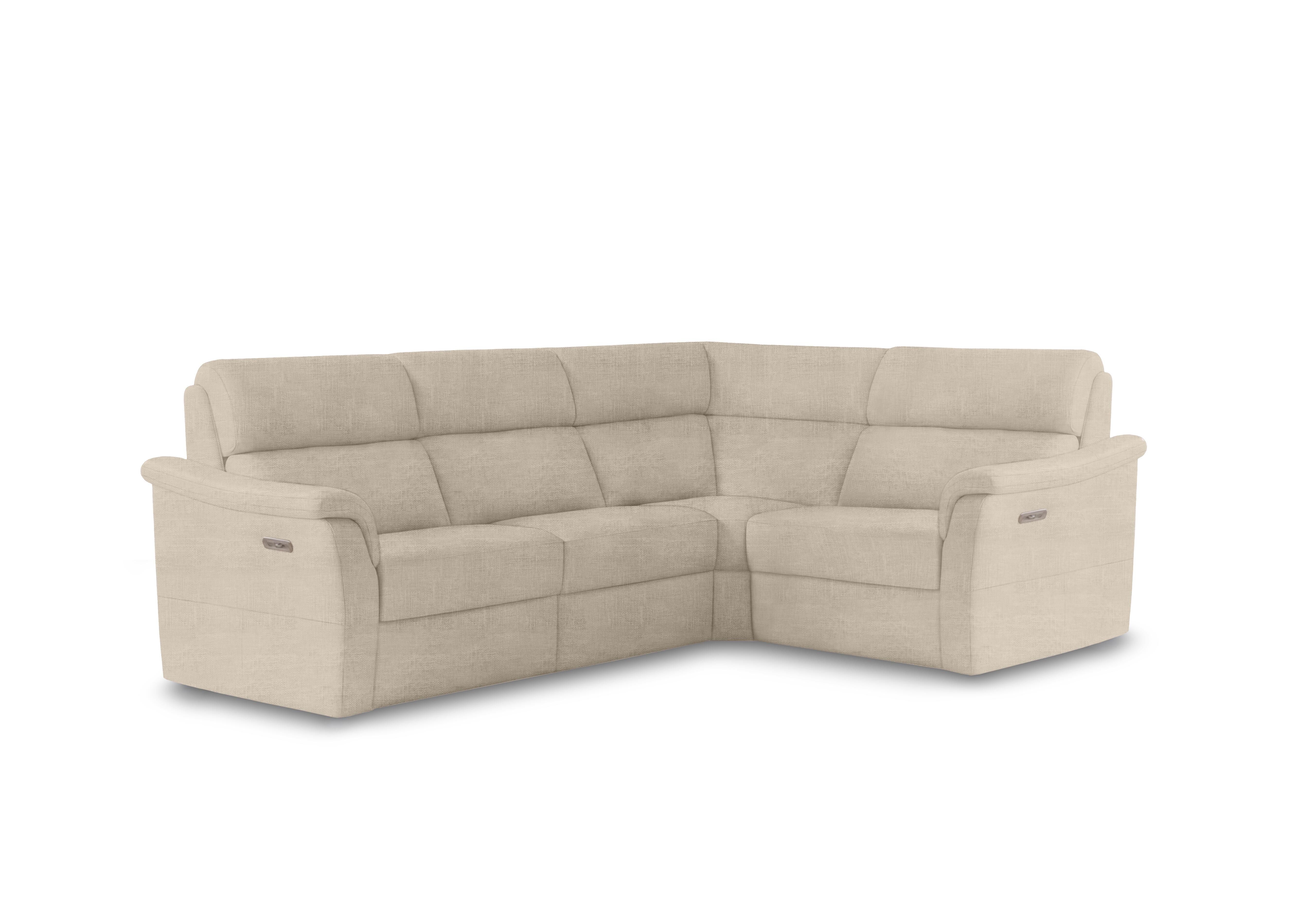Bella Small Fabric Power Recliner Corner Sofa with Power Headrests and Power Lumbar in Baobab Beige 504 on Furniture Village