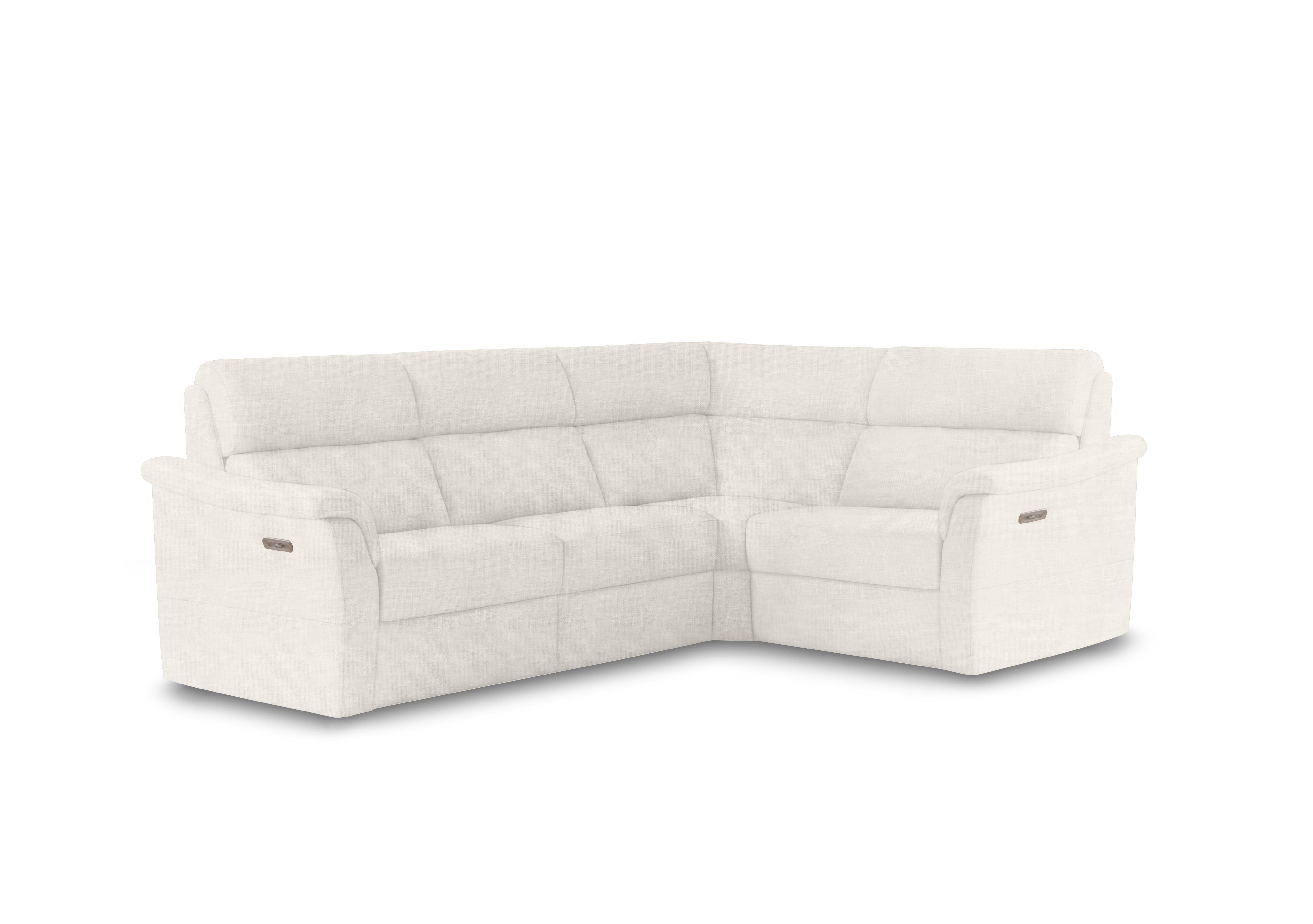 Bella Small Fabric Power Recliner Corner Sofa with Power Headrests and Power Lumbar in Baobab Bianco 500 on Furniture Village