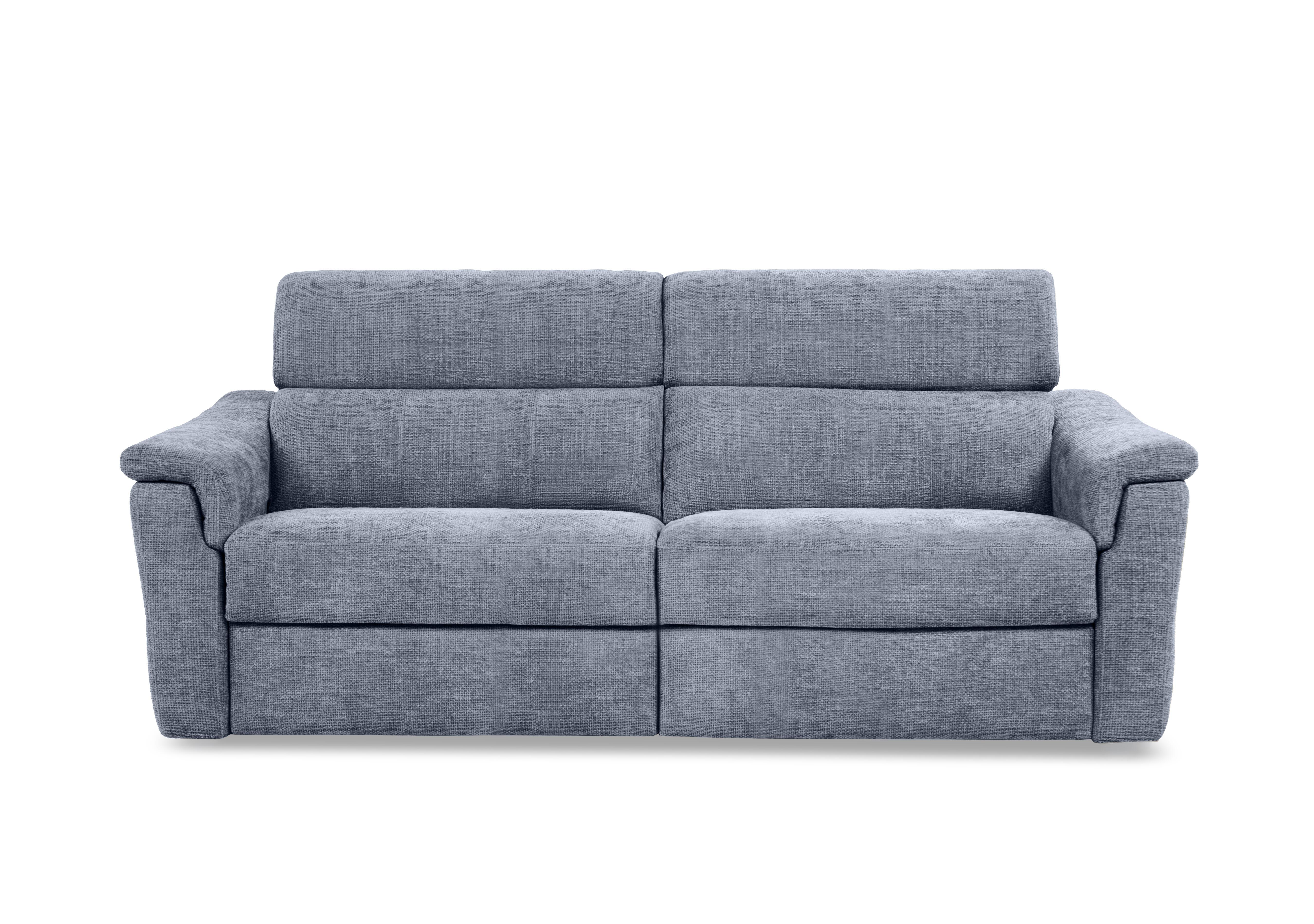 Bella 3 Seater Fabric Power Recliner Sofa with Power Headrests and Power Lumbar in Zoia Baby Blue 9396 on Furniture Village