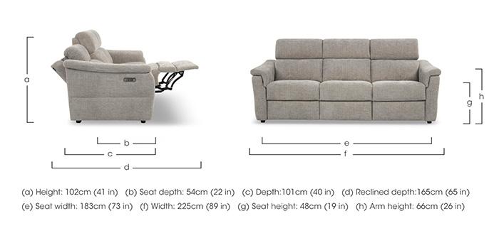 Bella 3 Seater 3 Cushion Fabric Power Recliner Sofa with Power Headrests and Power Lumbar in  on Furniture Village
