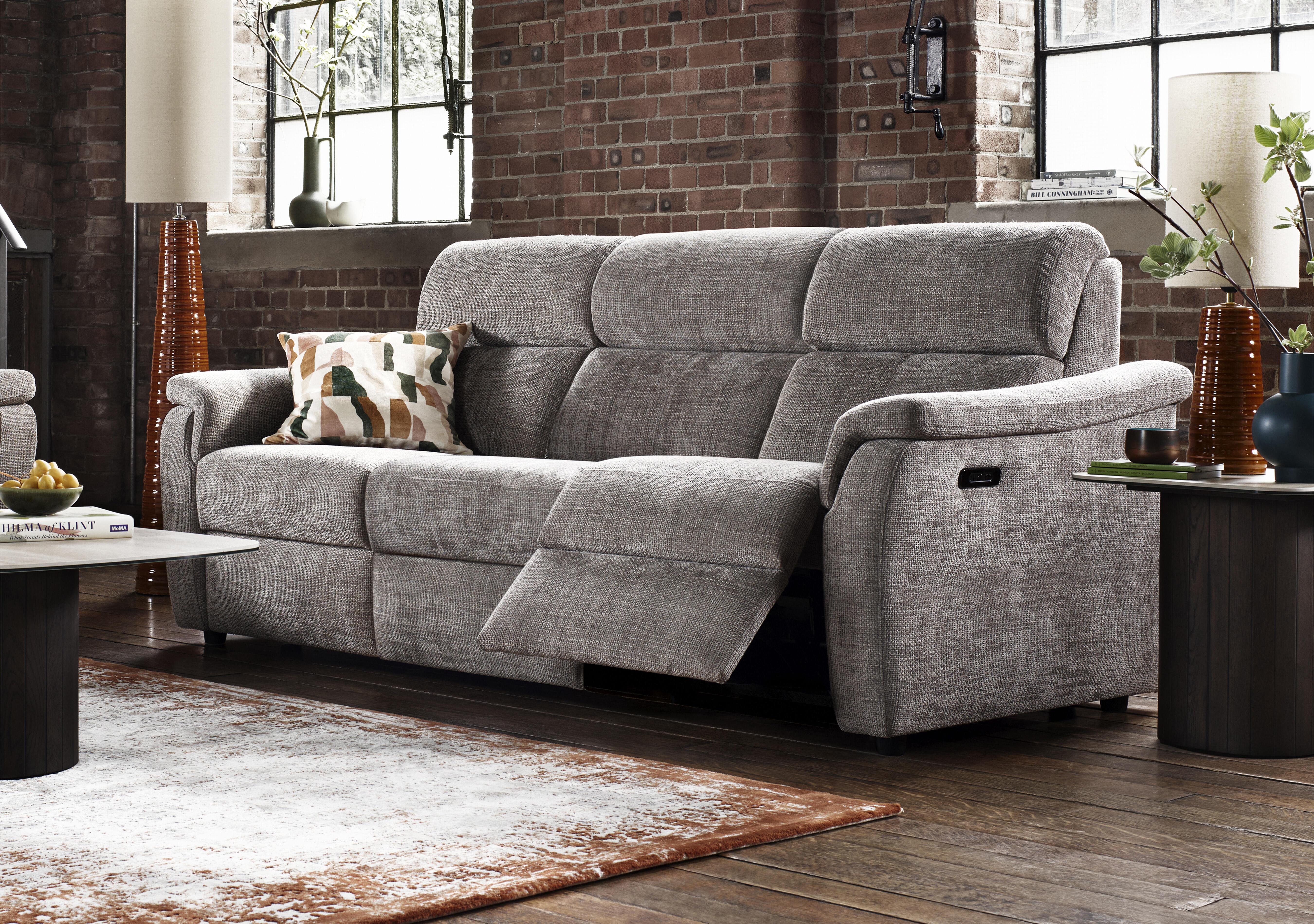 Bella 3 Seater 3 Cushion Fabric Power Recliner Sofa with Power Headrests and Power Lumbar in  on Furniture Village