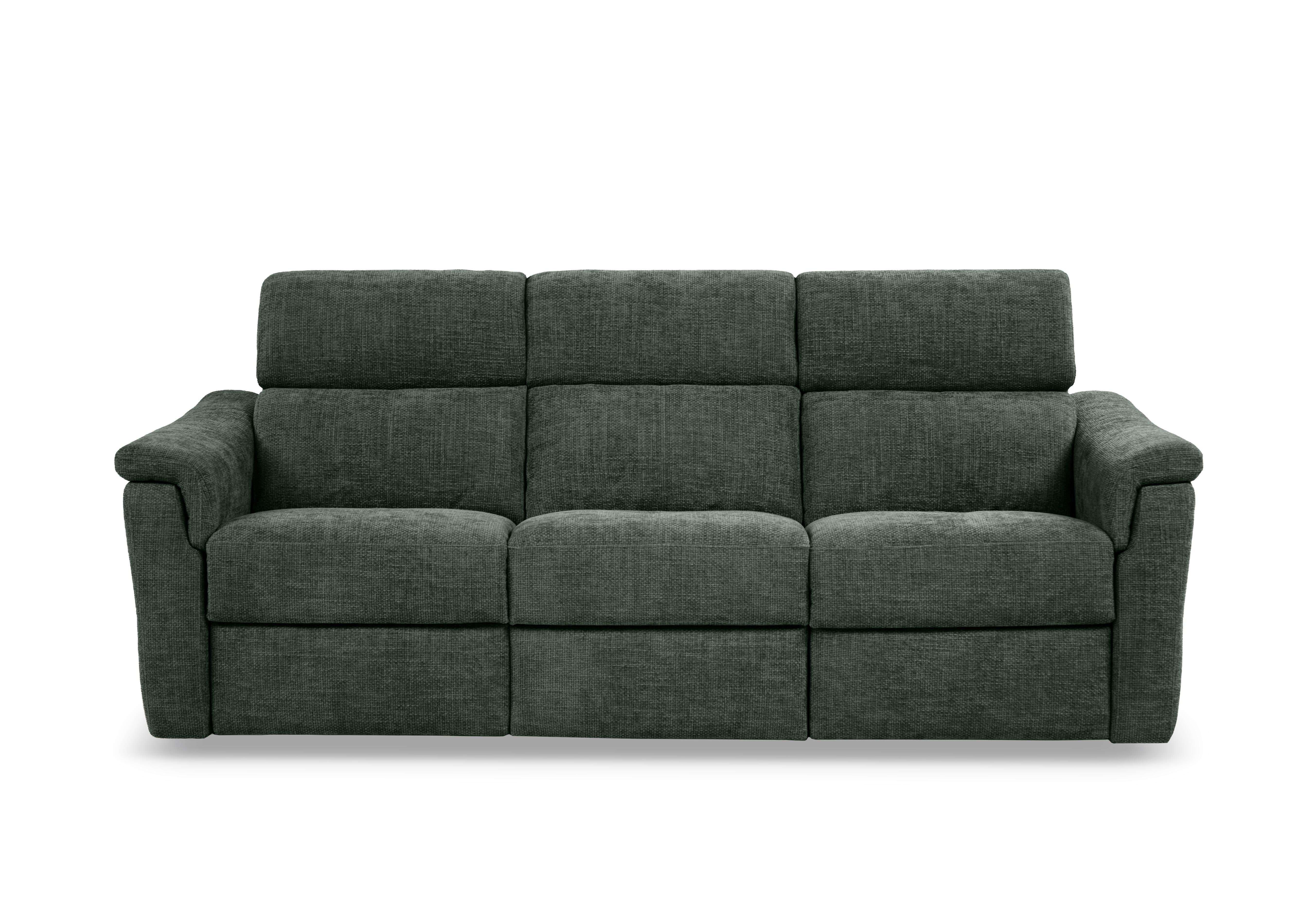 Bella 3 Seater 3 Cushion Fabric Power Recliner Sofa with Power Headrests and Power Lumbar in Baobab Verde 558 on Furniture Village