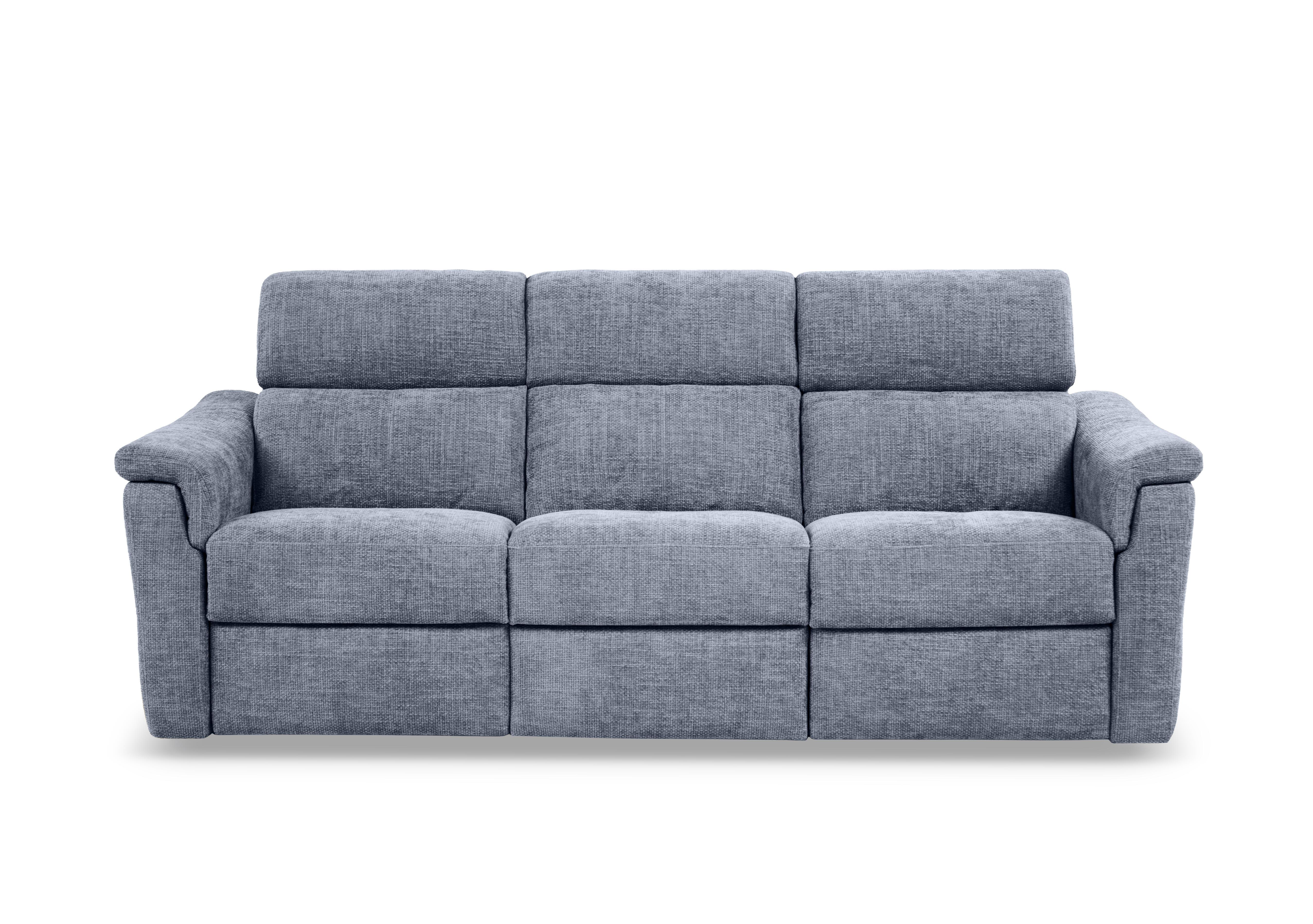 Bella 3 Seater 3 Cushion Fabric Power Recliner Sofa with Power Headrests and Power Lumbar in Zoia Baby Blue 9396 on Furniture Village