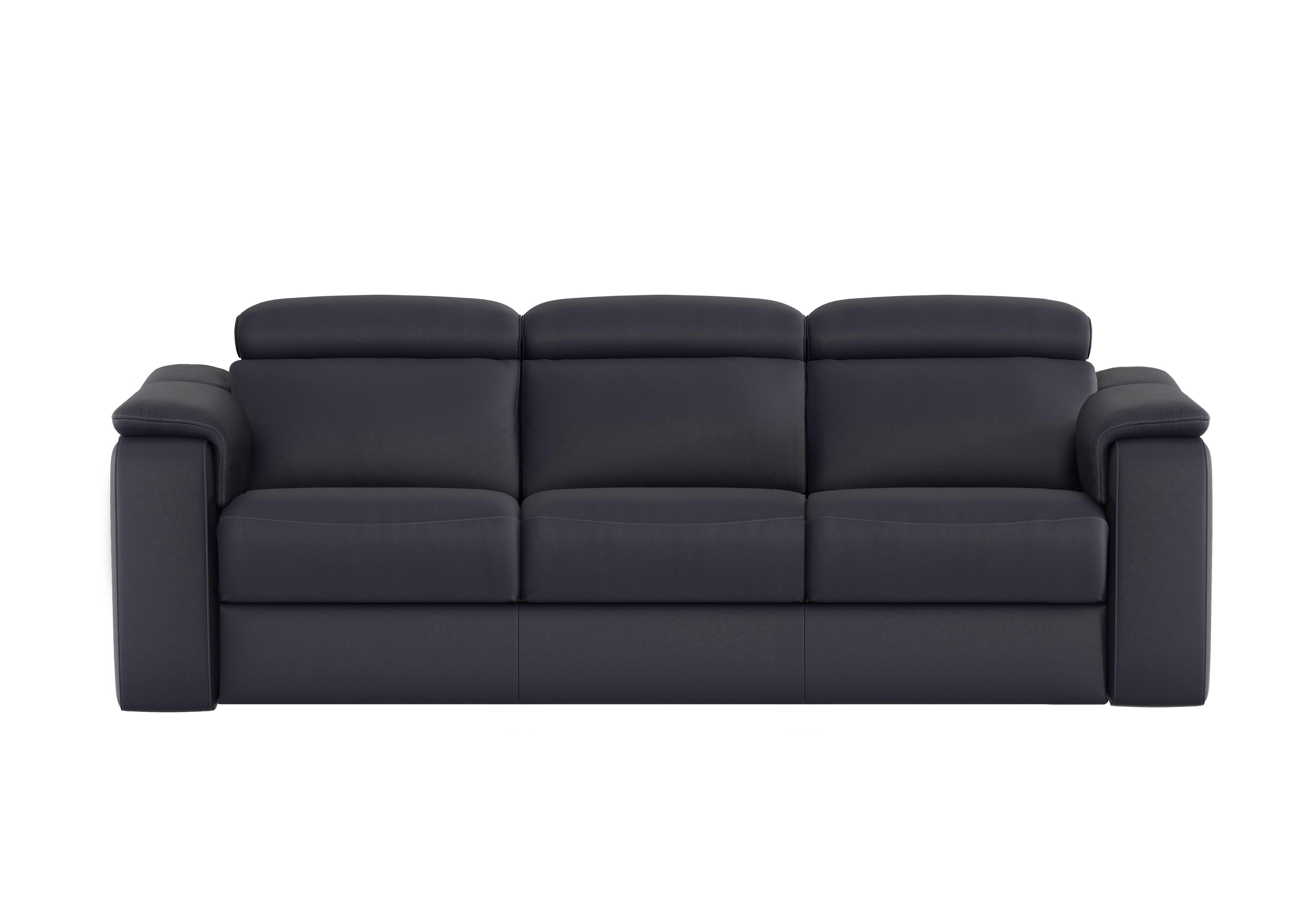 Canto 3 Seater 3 Cushion Leather Sofa in Torello Blu 81 on Furniture Village