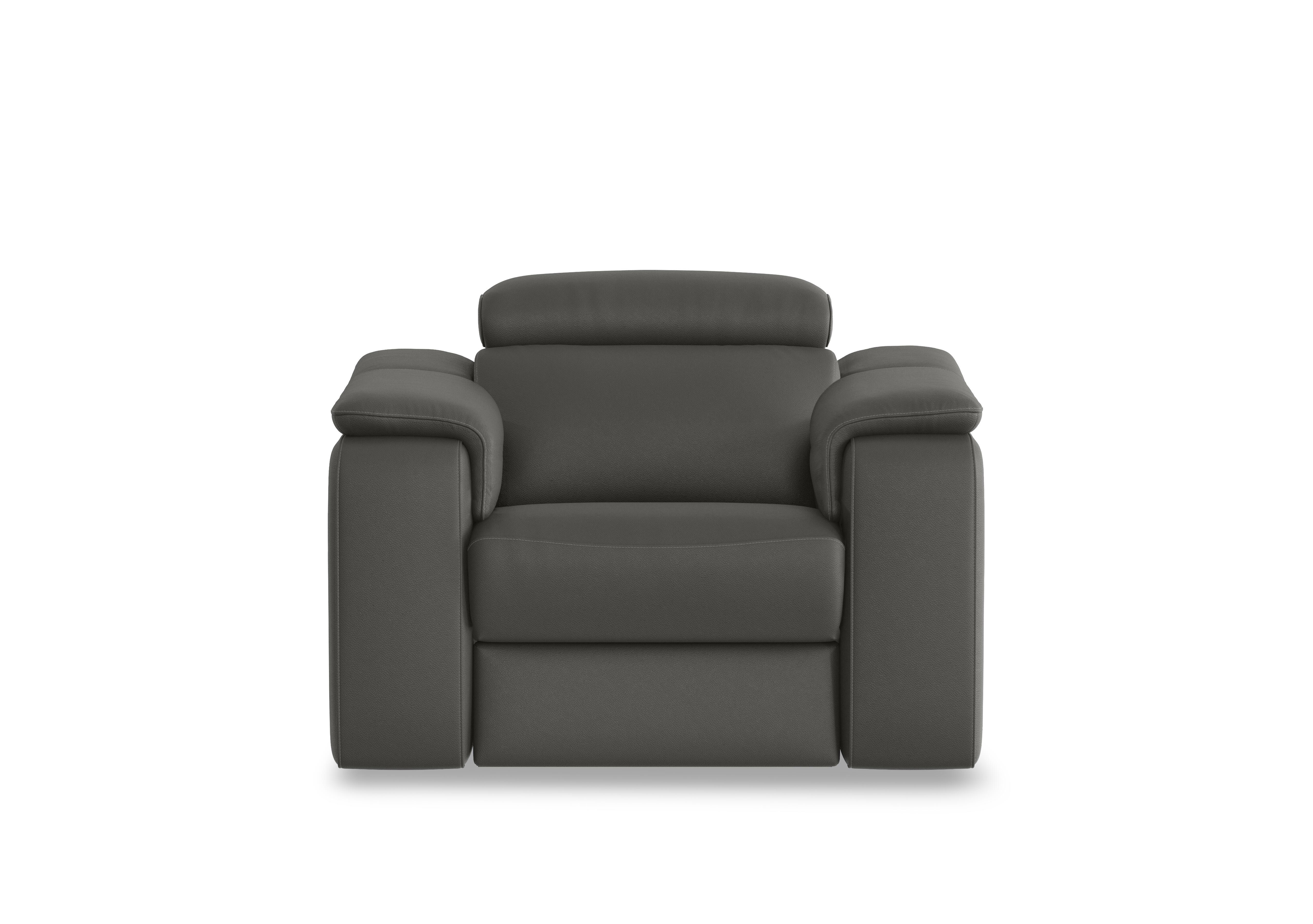 Canto Leather Power Recliner Armchair with Power Headrest and Power Lumbar in Botero Grigio 2162 on Furniture Village