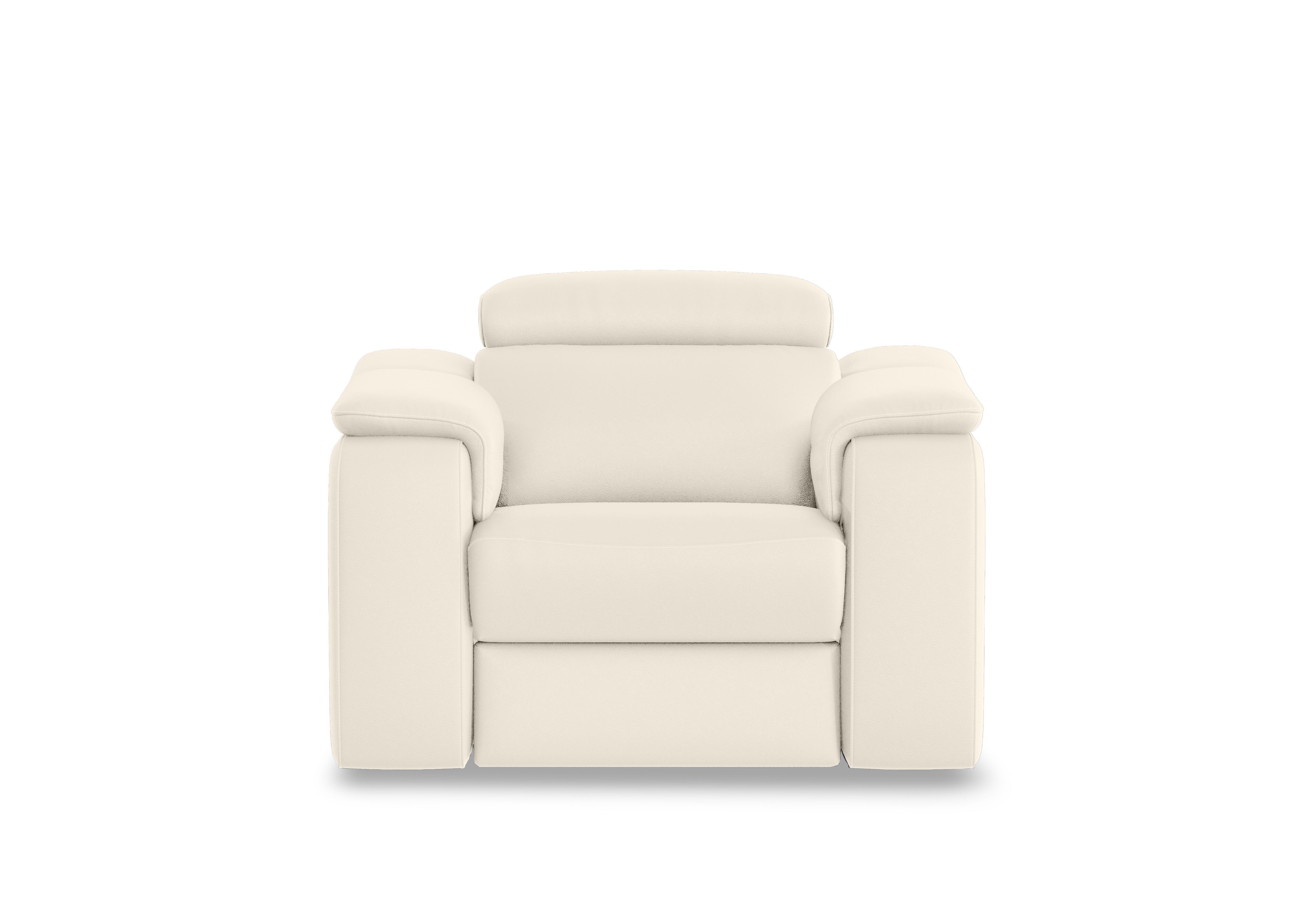 Canto Leather Power Recliner Armchair with Power Headrest and Power Lumbar in Torello Bianco Puro 370 on Furniture Village