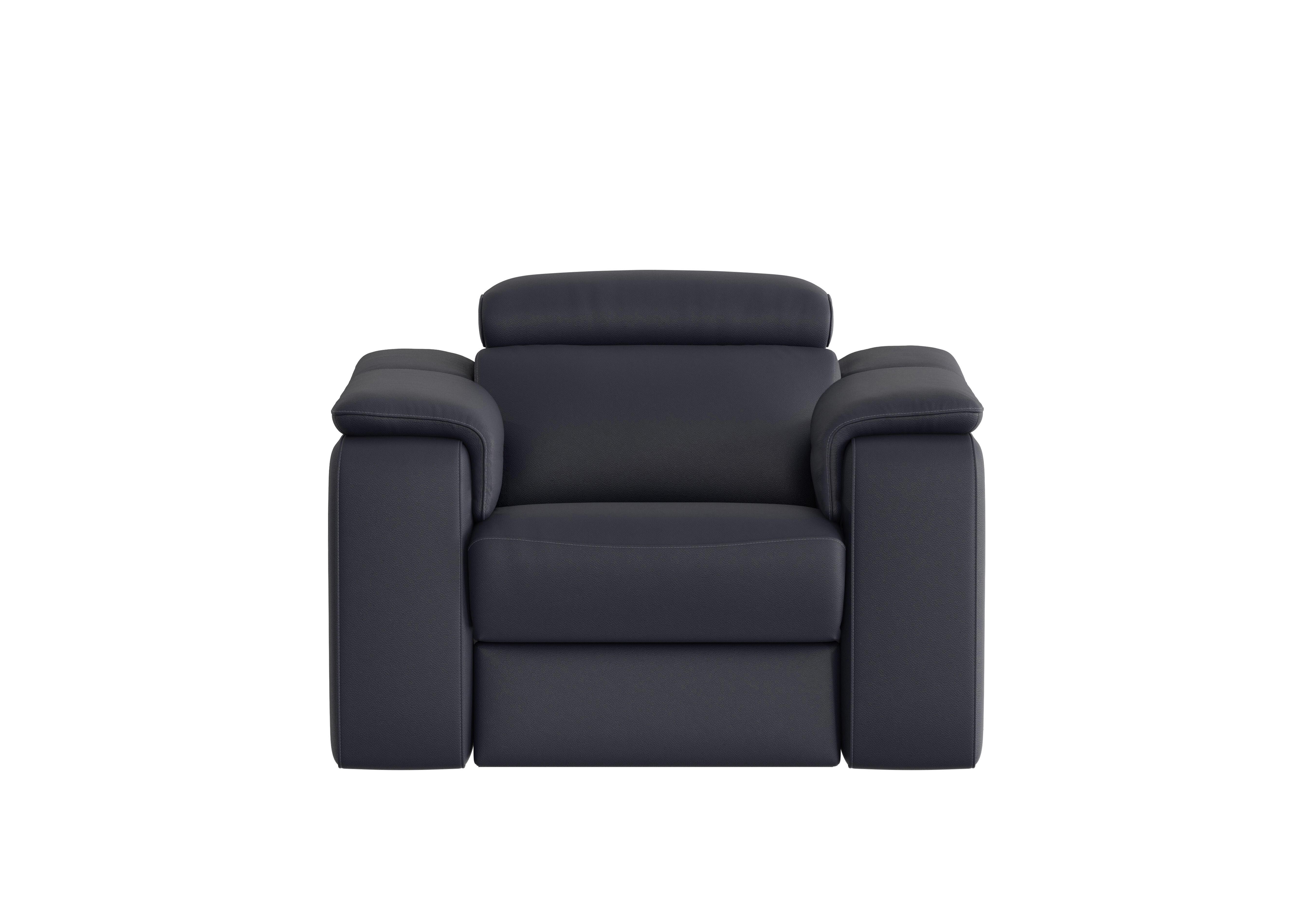 Canto Leather Power Recliner Armchair with Power Headrest and Power Lumbar in Torello Blu 81 on Furniture Village