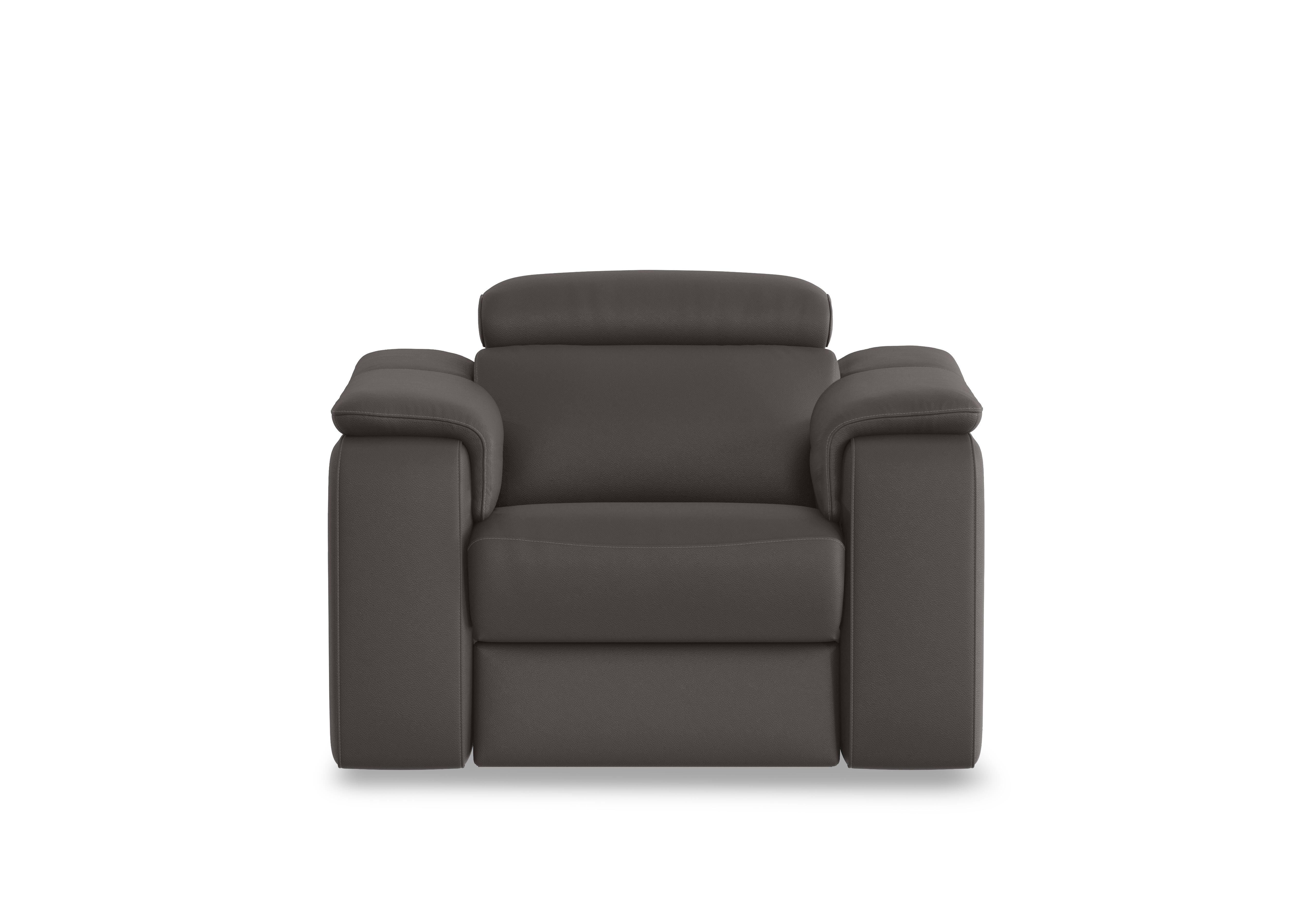 Canto Leather Power Recliner Armchair with Power Headrest and Power Lumbar in Torello Grigio Scuro 327 on Furniture Village