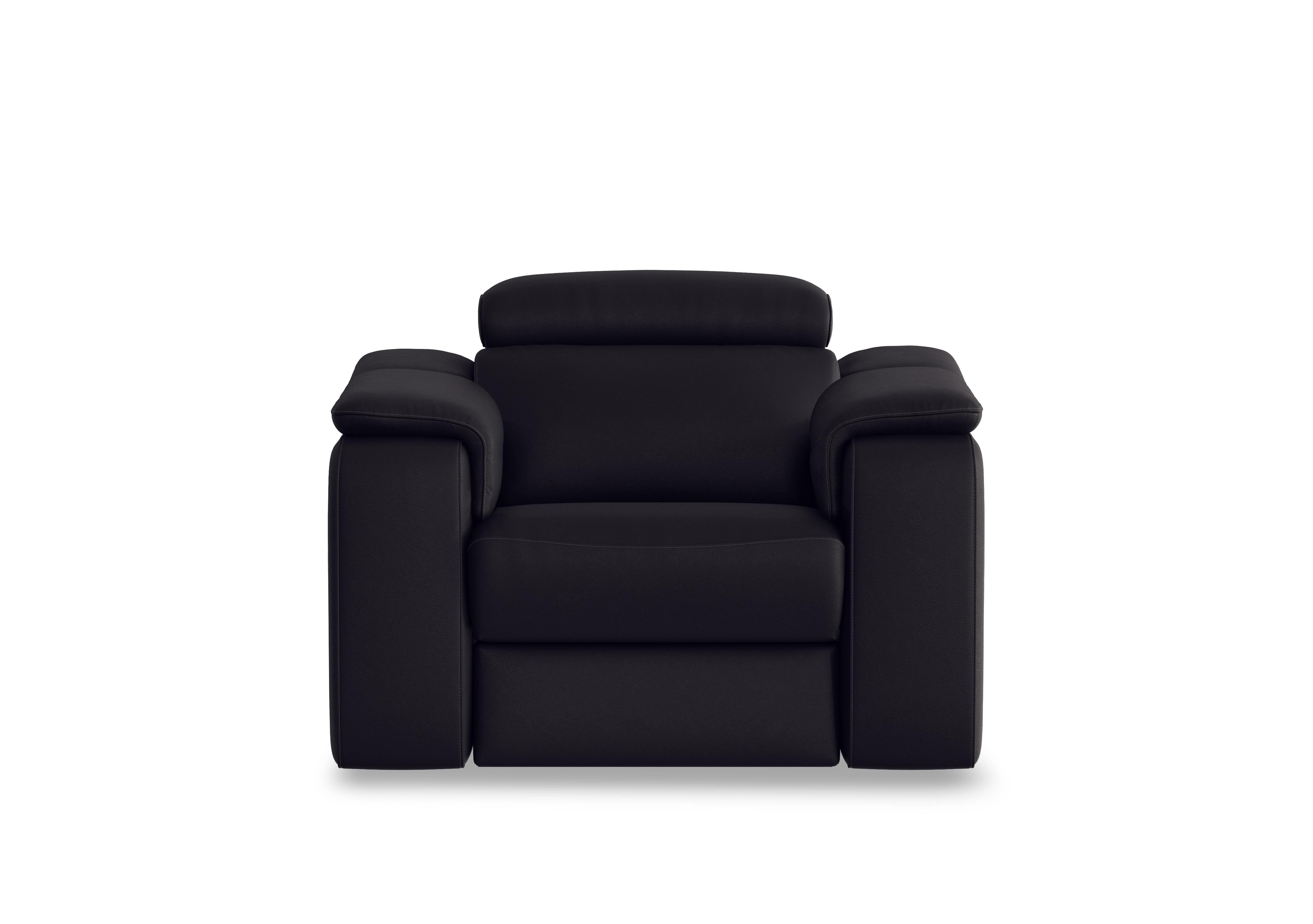Canto Leather Power Recliner Armchair with Power Headrest and Power Lumbar in Torello Nero 71 on Furniture Village