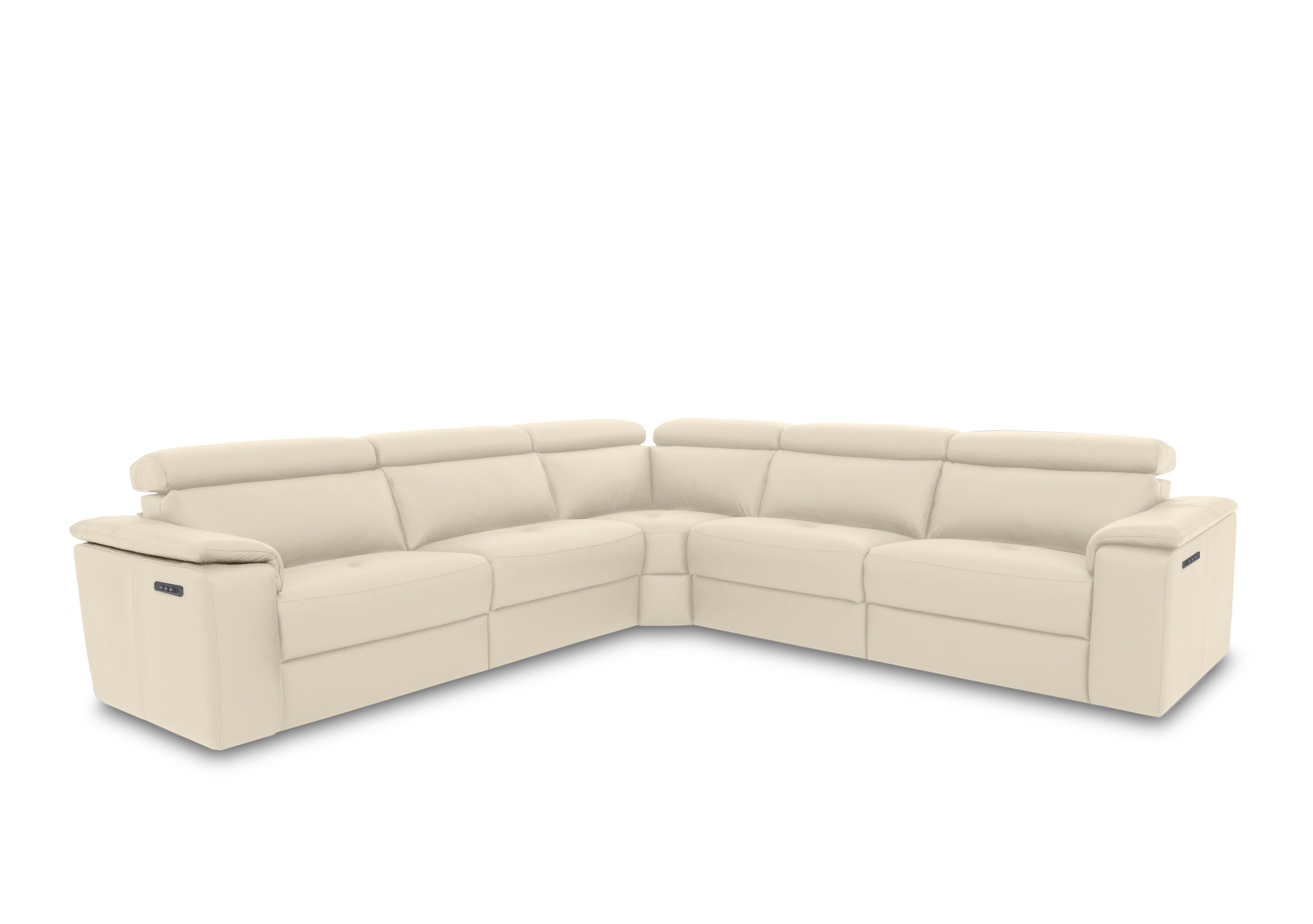Canto Large Leather Power Recliner Corner Sofa with Power Headrests and Power Lumbar in Mars Bianco 1600 on Furniture Village