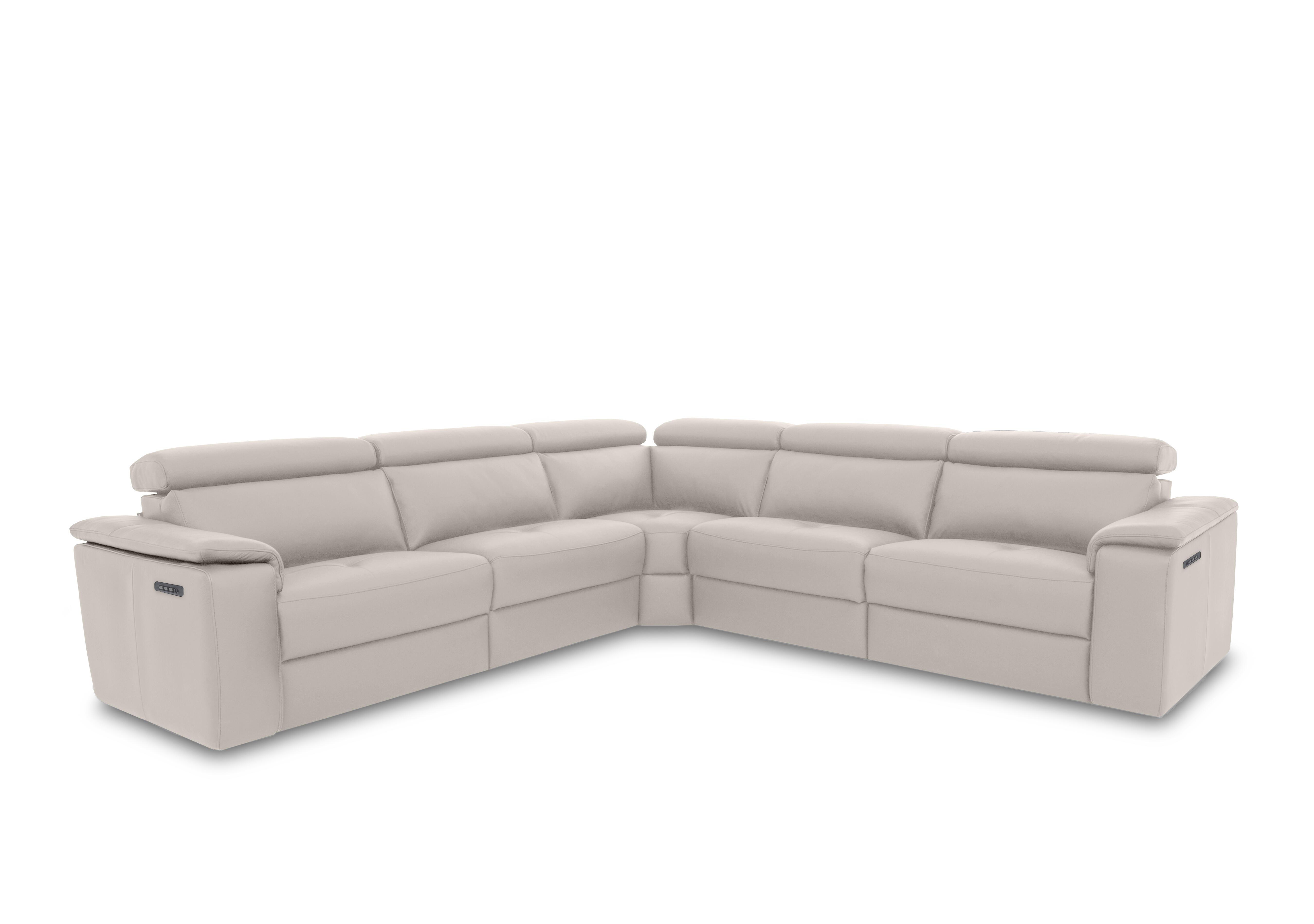 Canto Large Leather Power Recliner Corner Sofa with Power Headrests and Power Lumbar in Mars Ice 1610 on Furniture Village