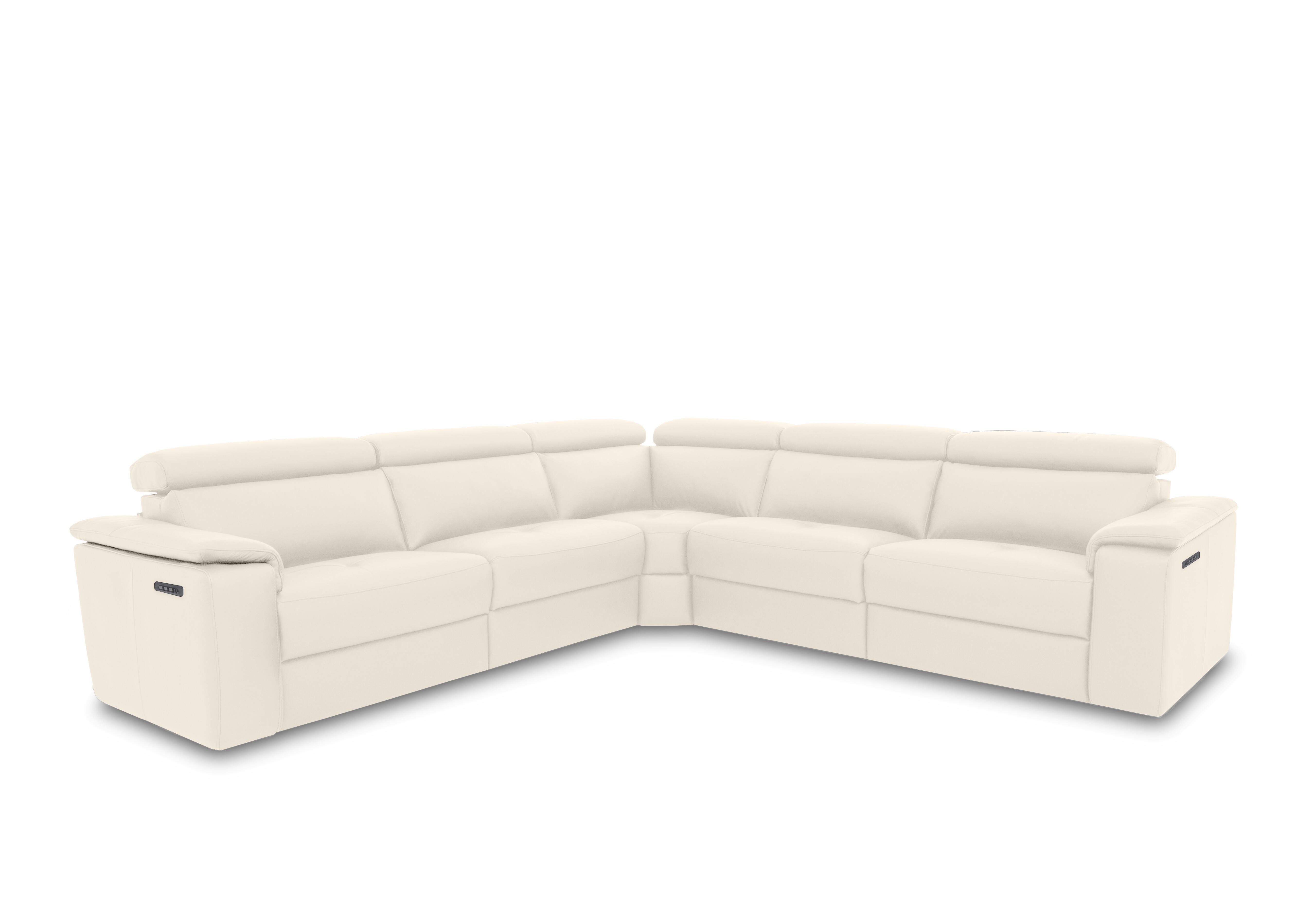 Canto Large Leather Power Recliner Corner Sofa with Power Headrests and Power Lumbar in Torello Bianco Puro 370 on Furniture Village