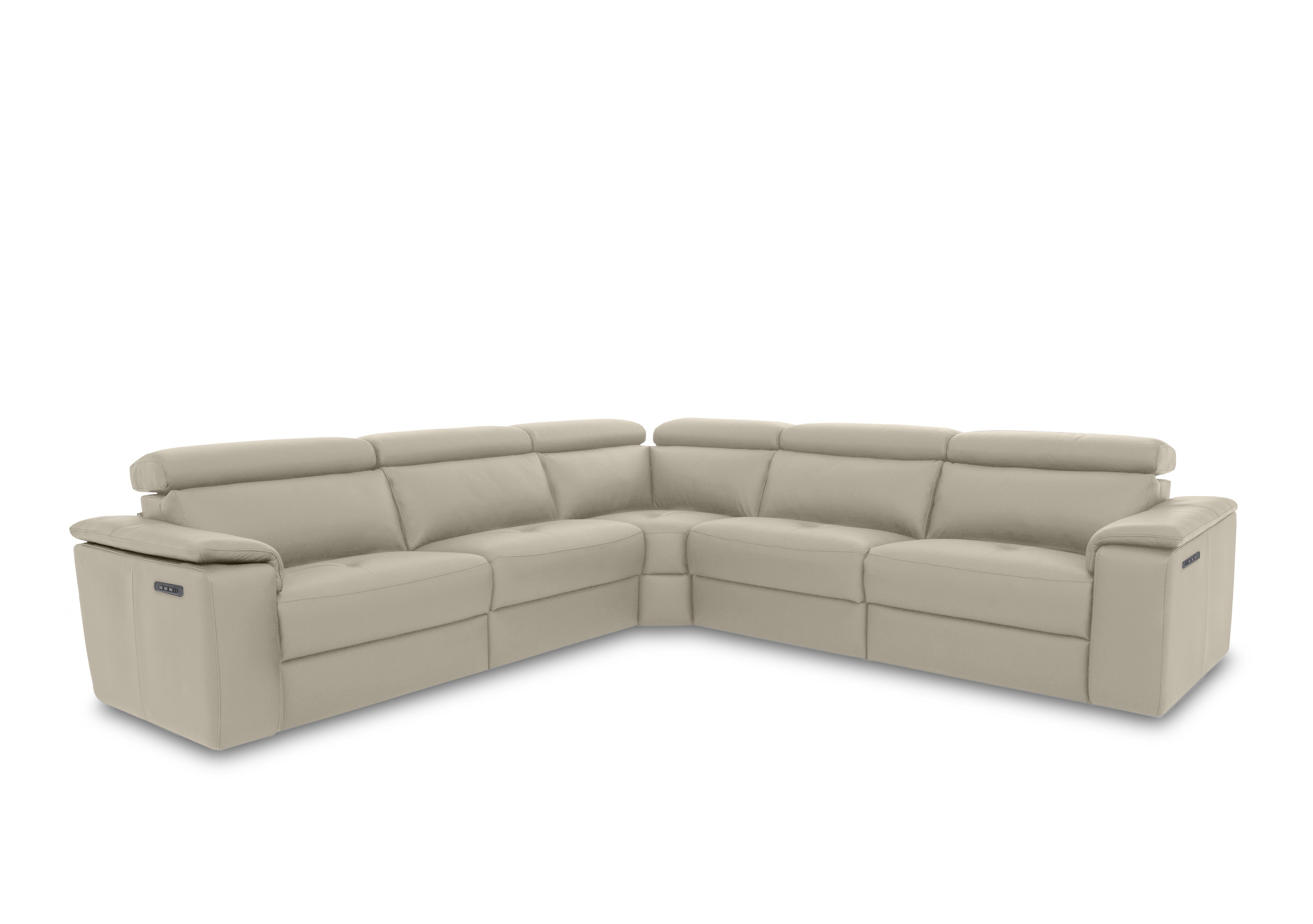 Canto Large Leather Power Recliner Corner Sofa with Power Headrests and Power Lumbar in Torello Ice 371 on Furniture Village