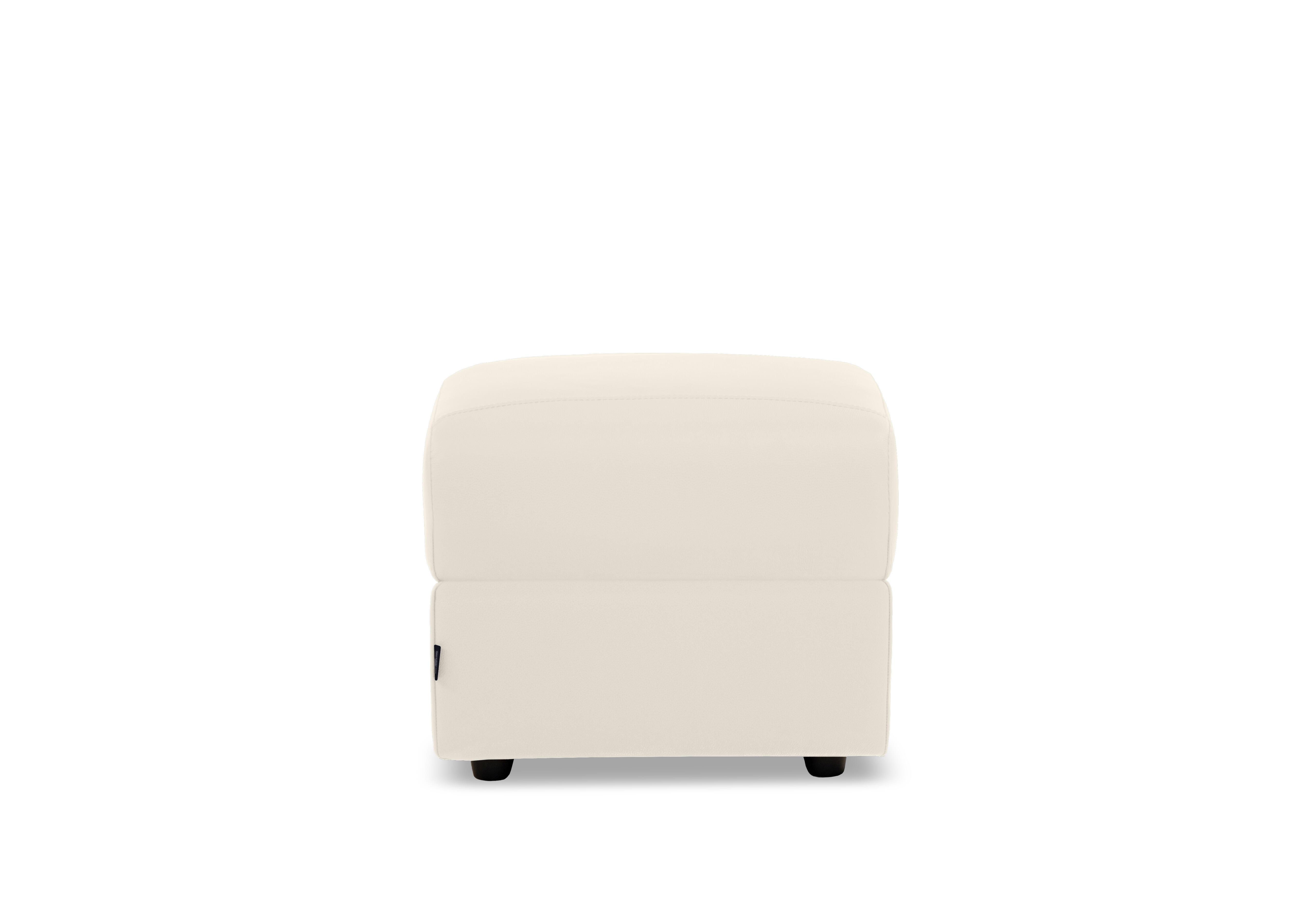 Canto Leather Footstool in Torello Bianco Puro 370 on Furniture Village