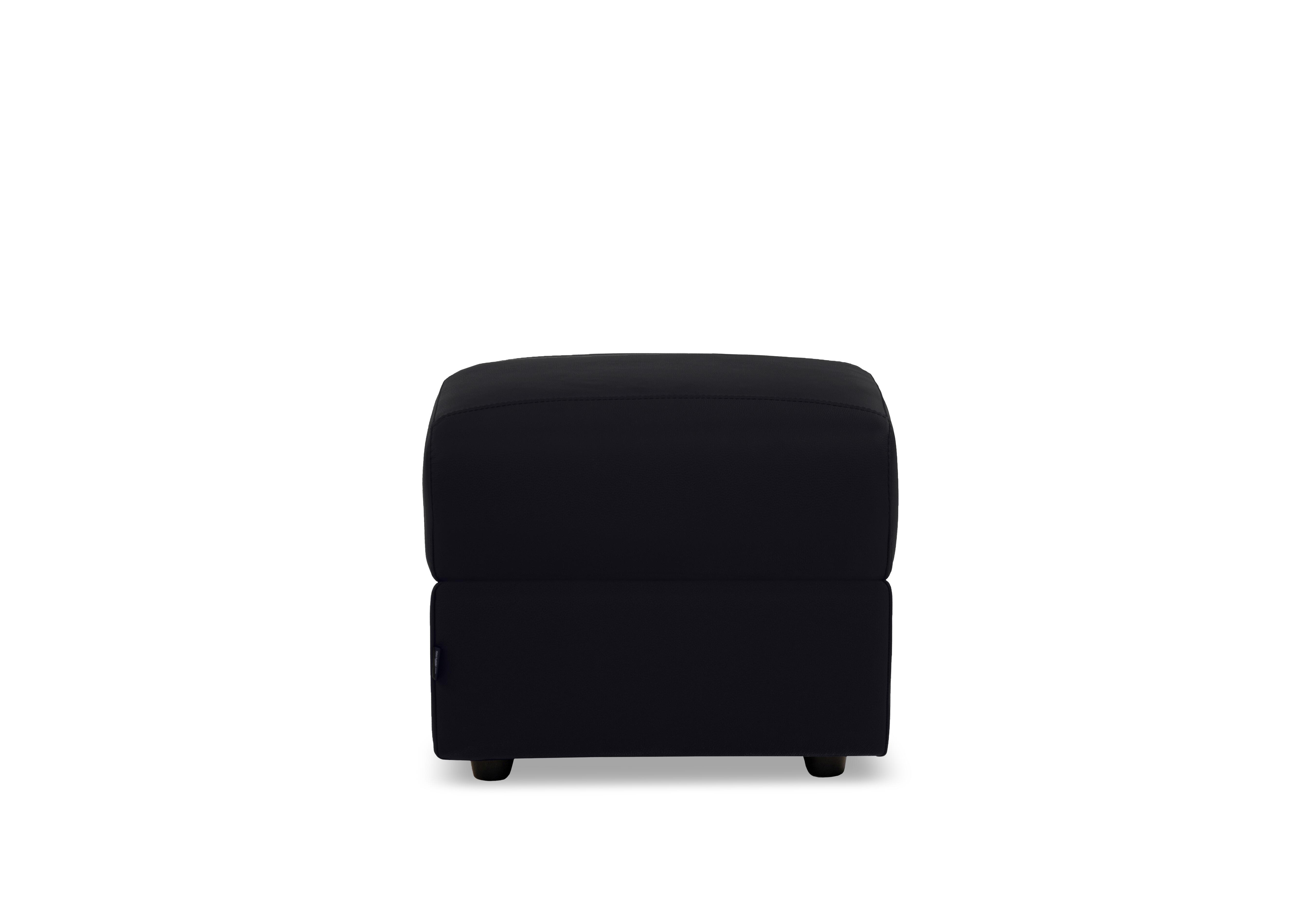 Canto Leather Footstool in Torello Nero 71 on Furniture Village