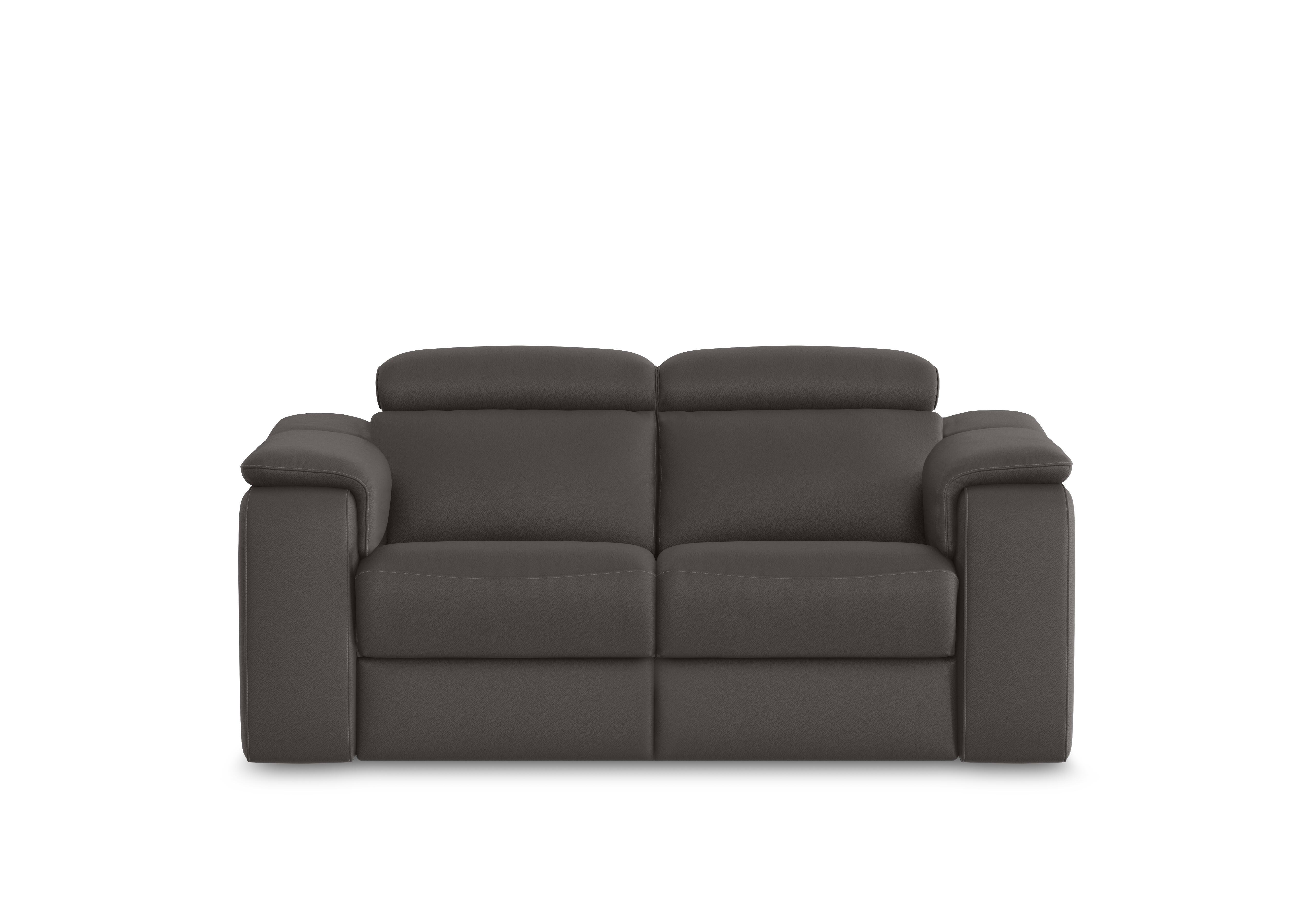 Canto 2 Seater Leather Power Recliner Sofa with Power Headrest and Power Lumbar in Torello Grigio Scuro 327 on Furniture Village