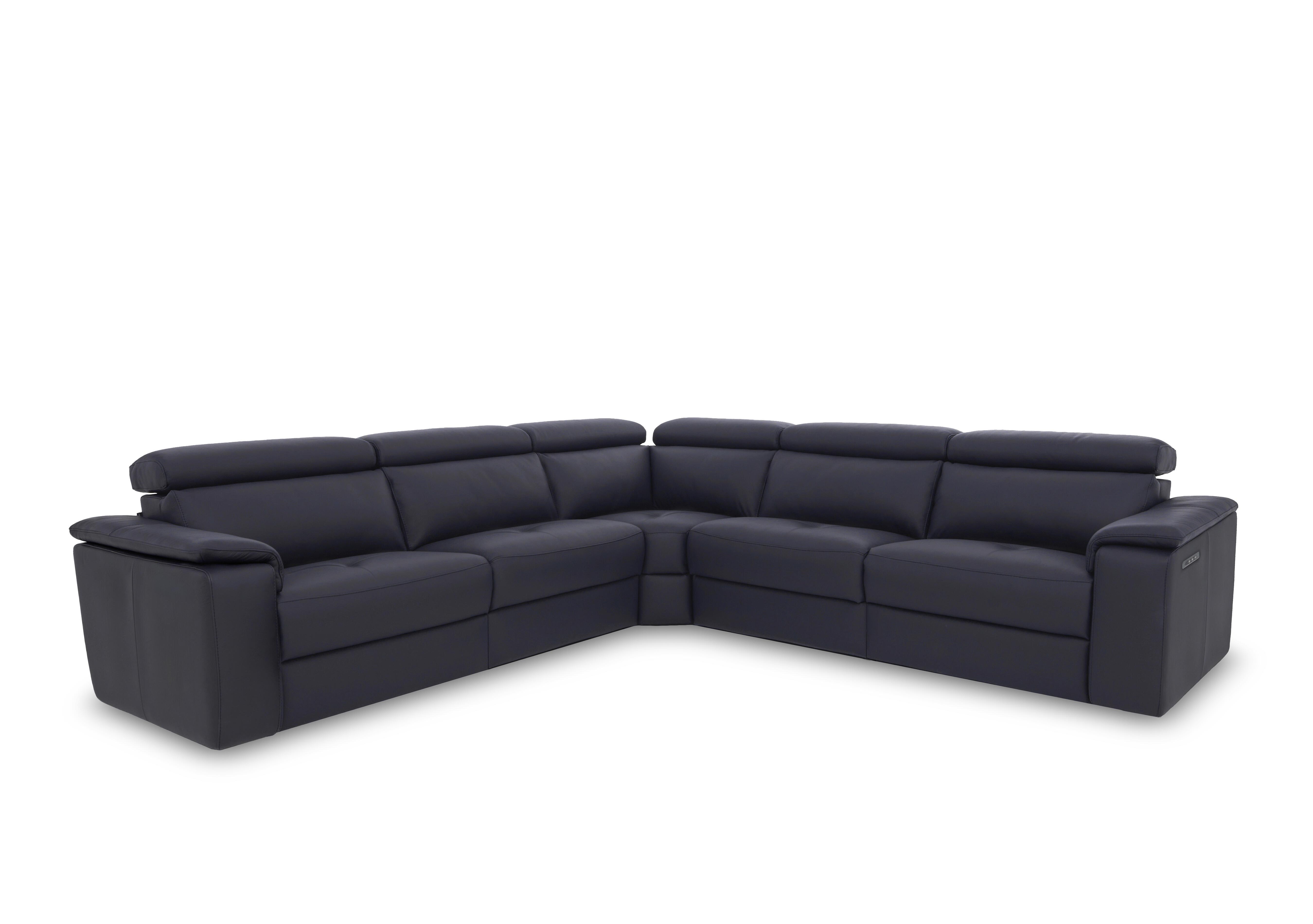 Canto Large Leather Corner Sofa in Torello Blu 81 on Furniture Village