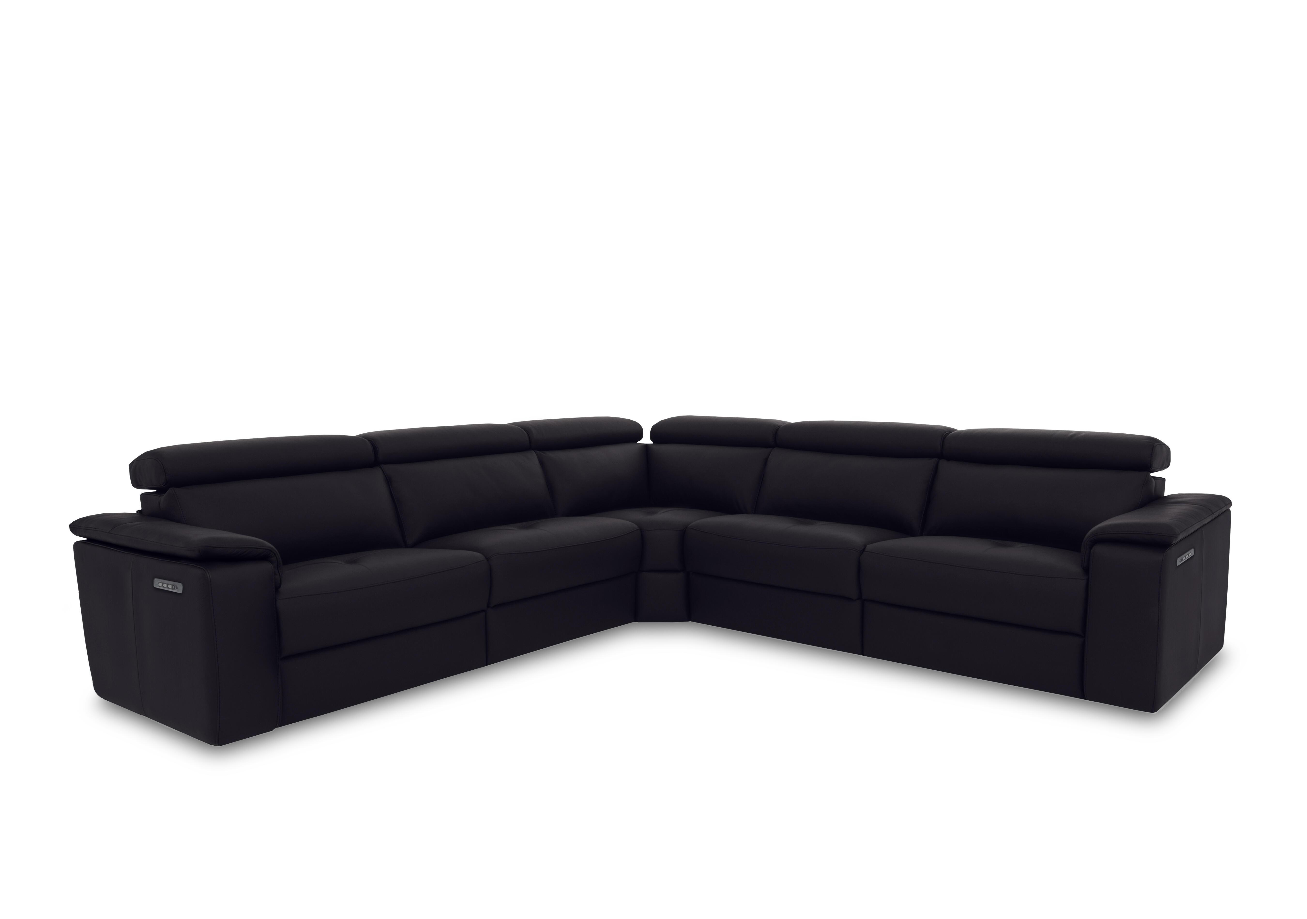 Canto Large Leather Corner Sofa in Torello Nero 71 on Furniture Village