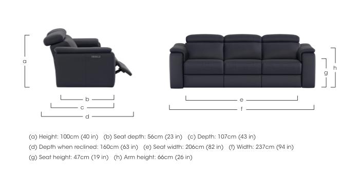 Canto 3 Seater 3 Cushion Leather Power Recliner Sofa with Power Headrests and Power Lumbar in  on Furniture Village