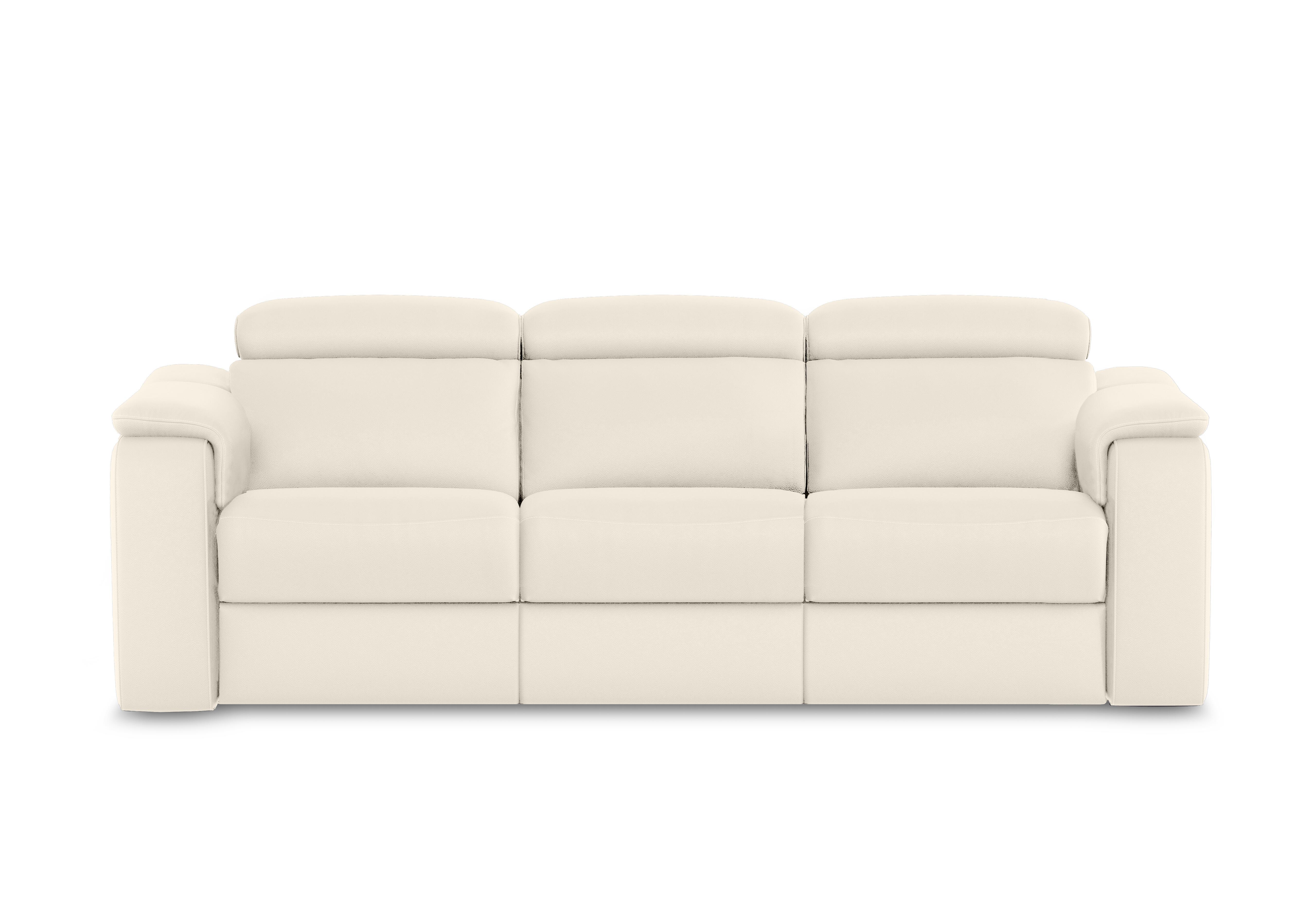 Canto 3 Seater 3 Cushion Leather Power Recliner Sofa with Power Headrests and Power Lumbar in Torello Bianco Puro 370 on Furniture Village