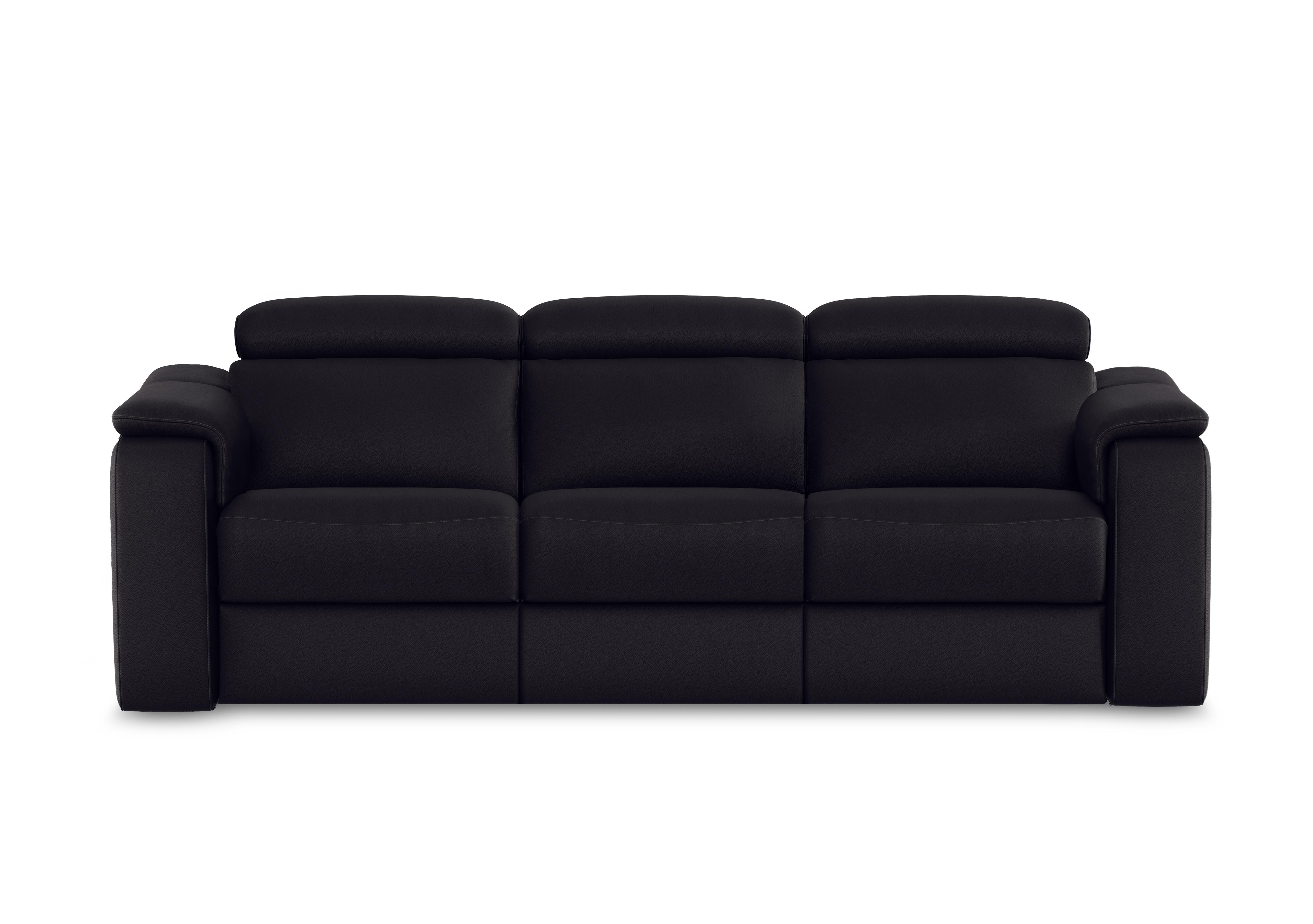 Canto 3 Seater 3 Cushion Leather Power Recliner Sofa with Power Headrests and Power Lumbar in Torello Nero 71 on Furniture Village